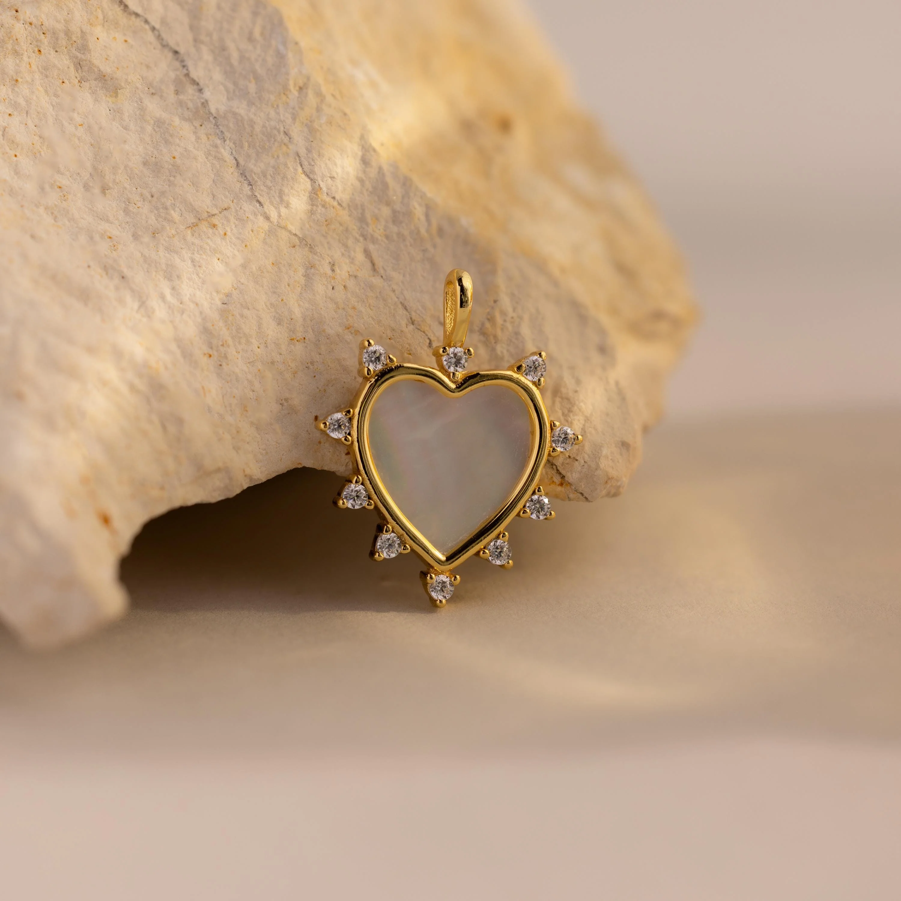 Pave Pearl Heart Charm in 18K Gold - Image 5