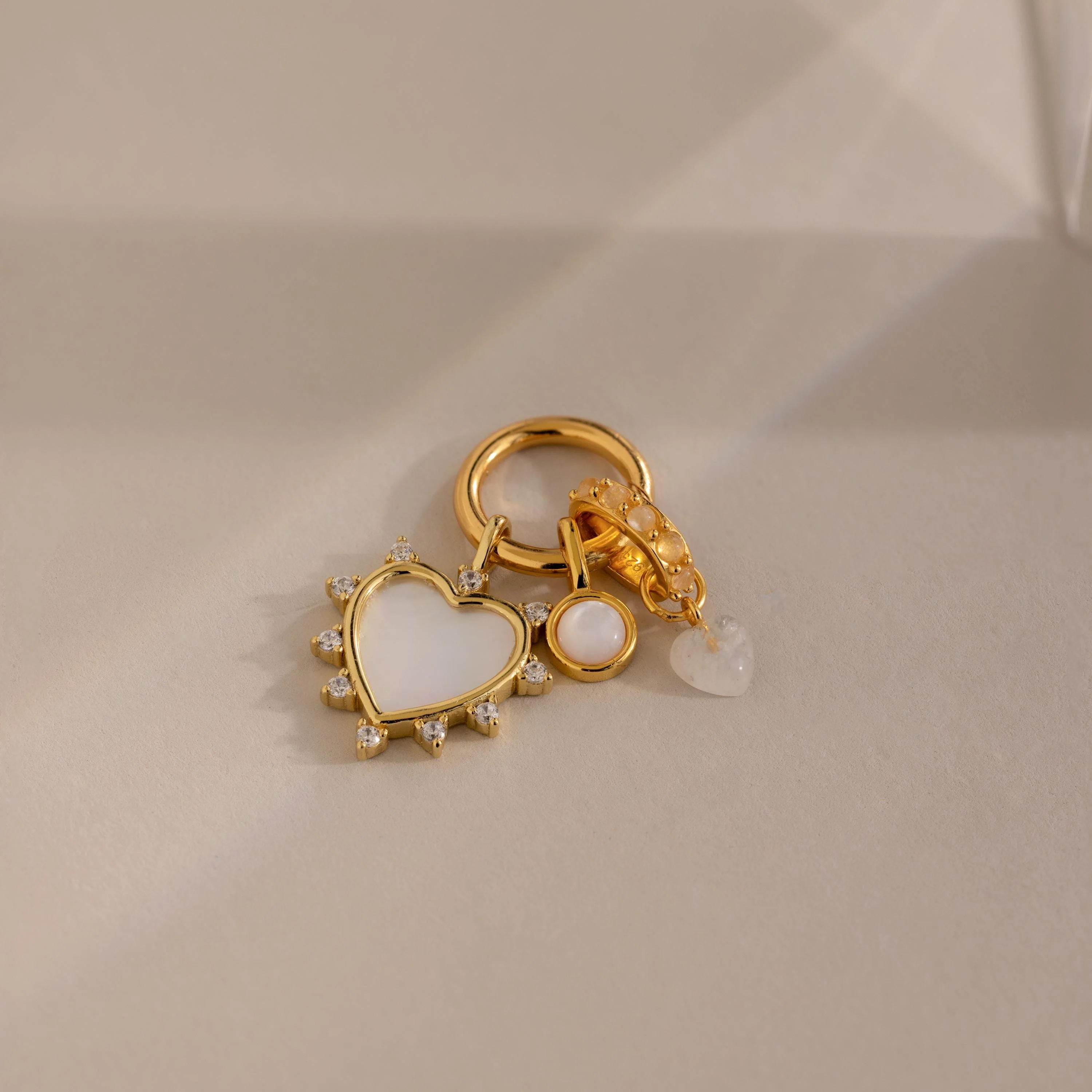 Pave Pearl Heart Charm in 18K Gold - Image 4