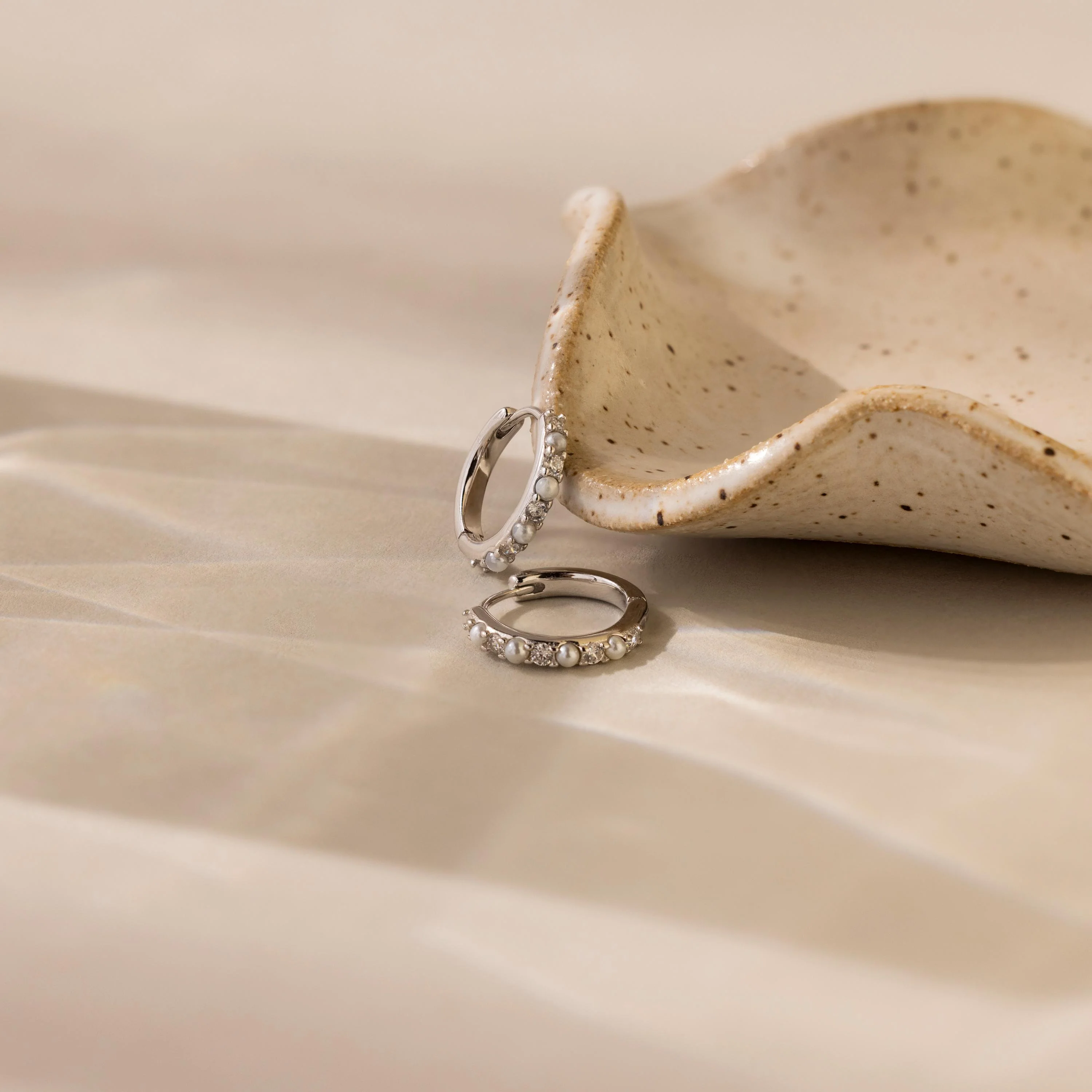 Pave Pearl Huggies - Image 5