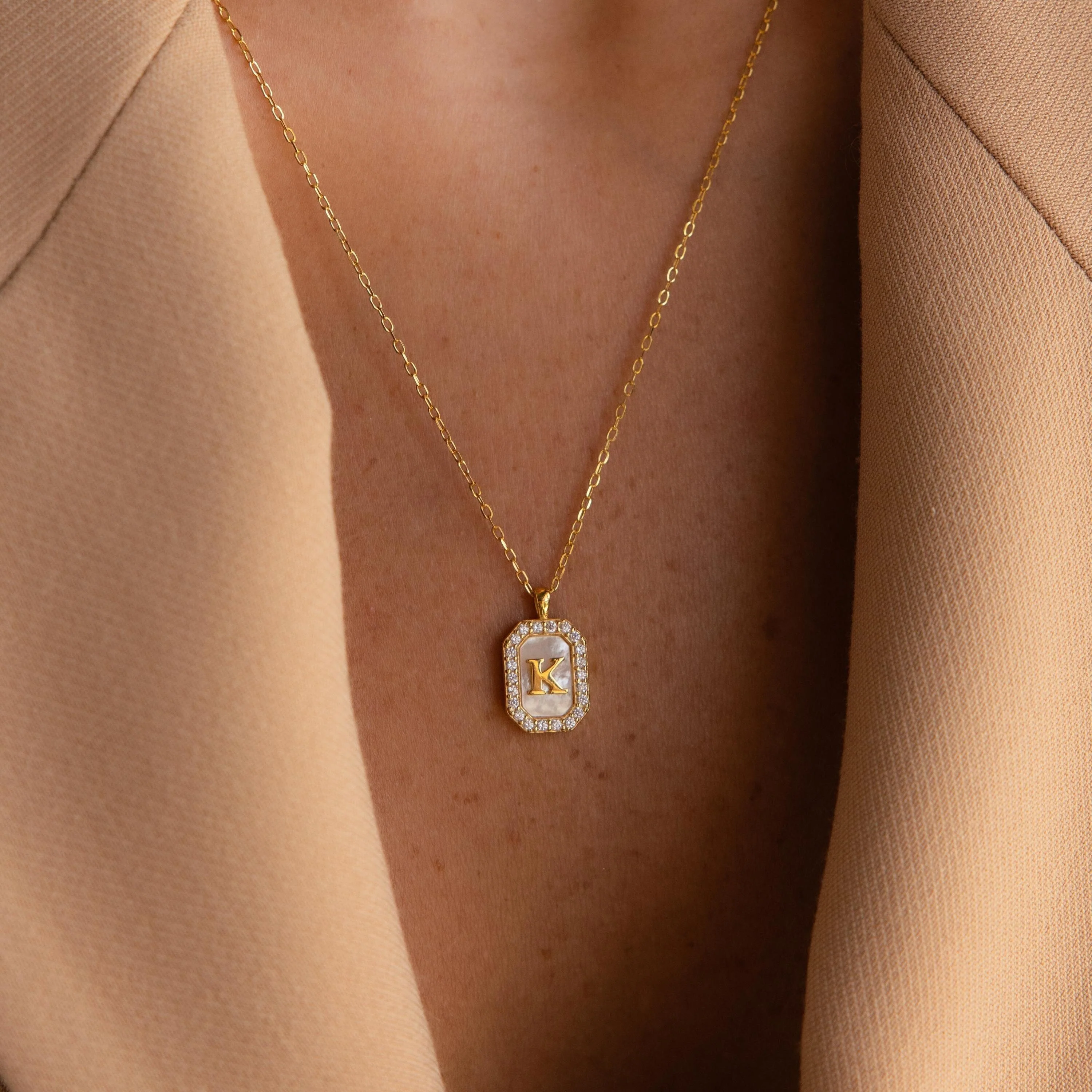Pave Pearl Initial Necklace - Image 2