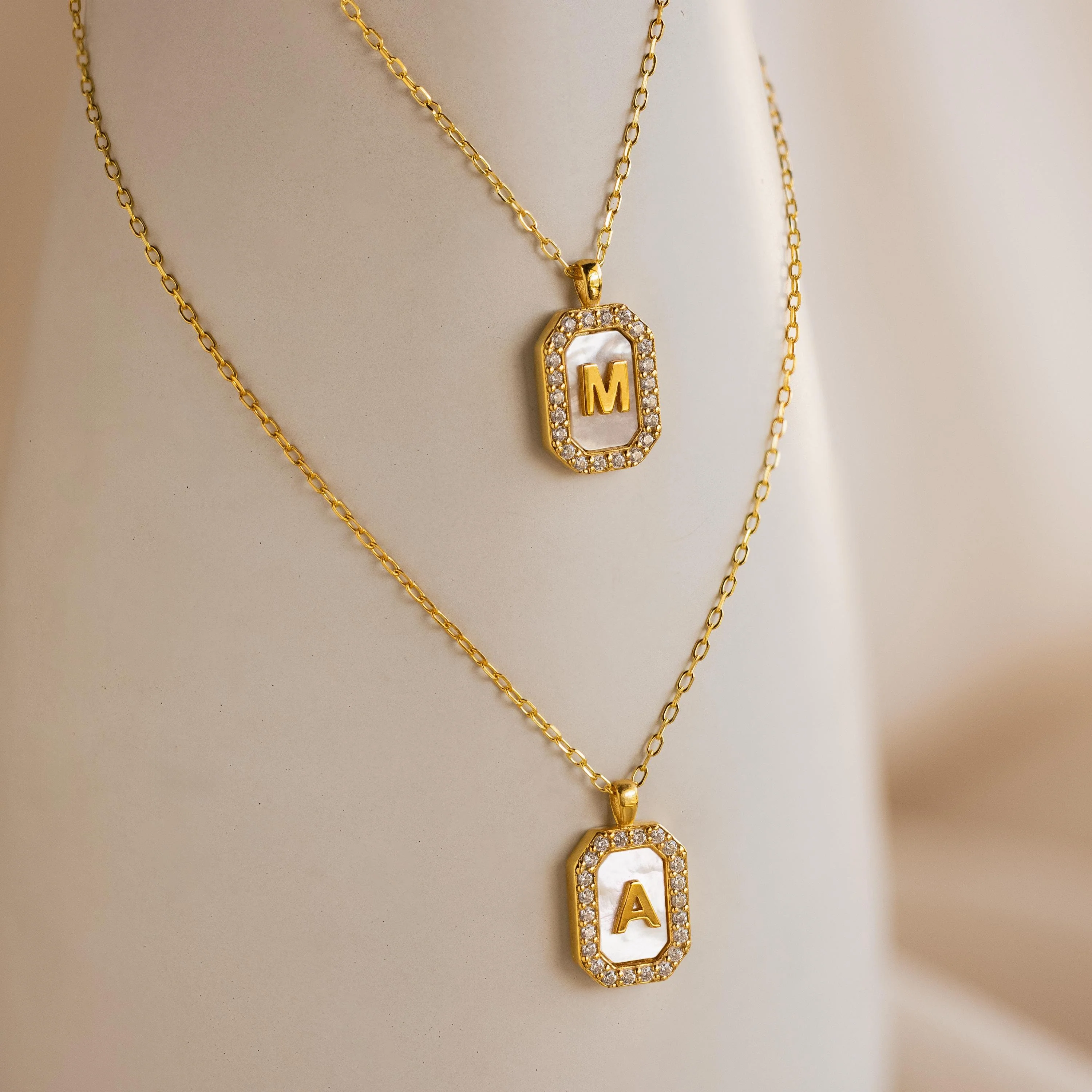 Pave Pearl Initial Necklace - Image 3