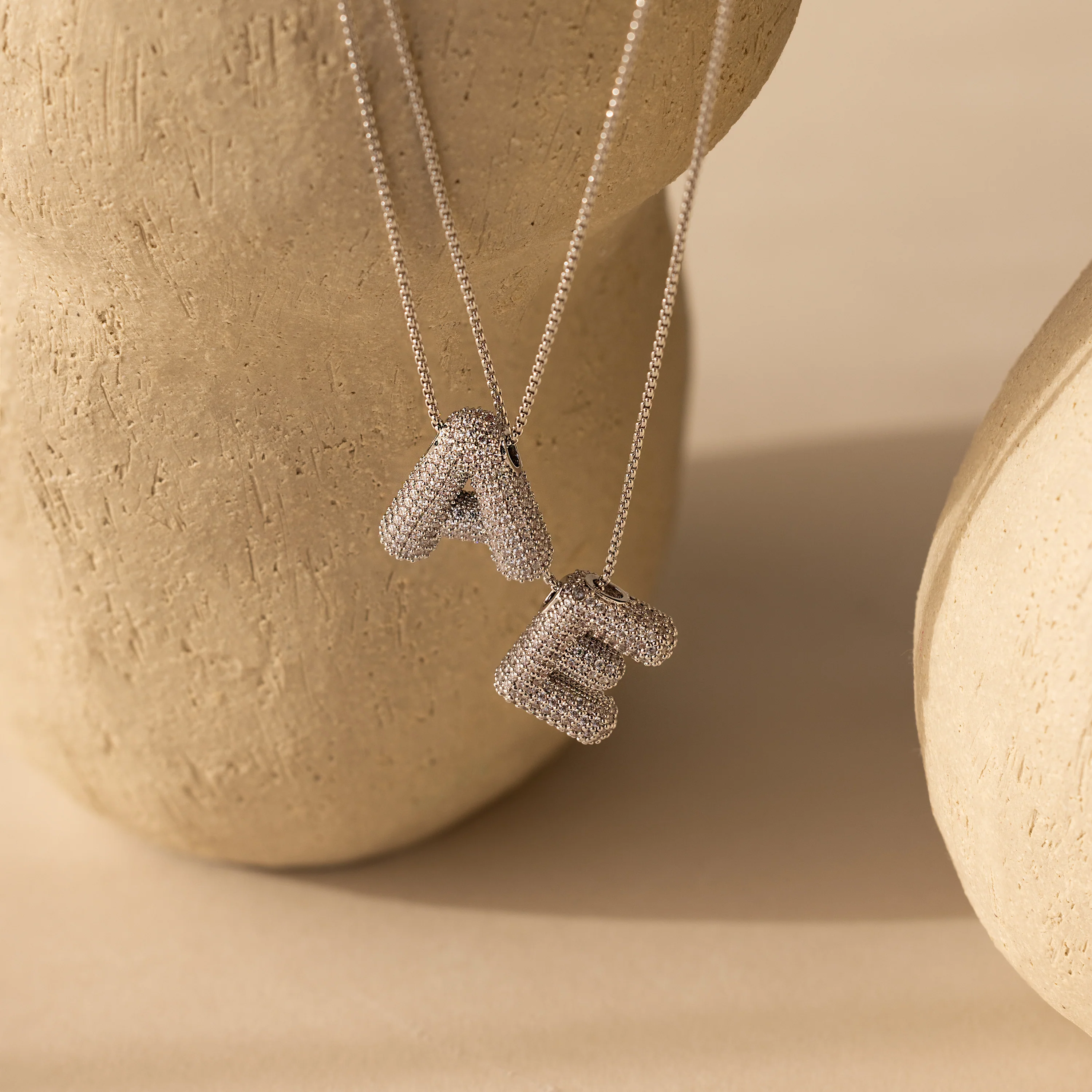 Pave Puff Letter Necklace - Image 4