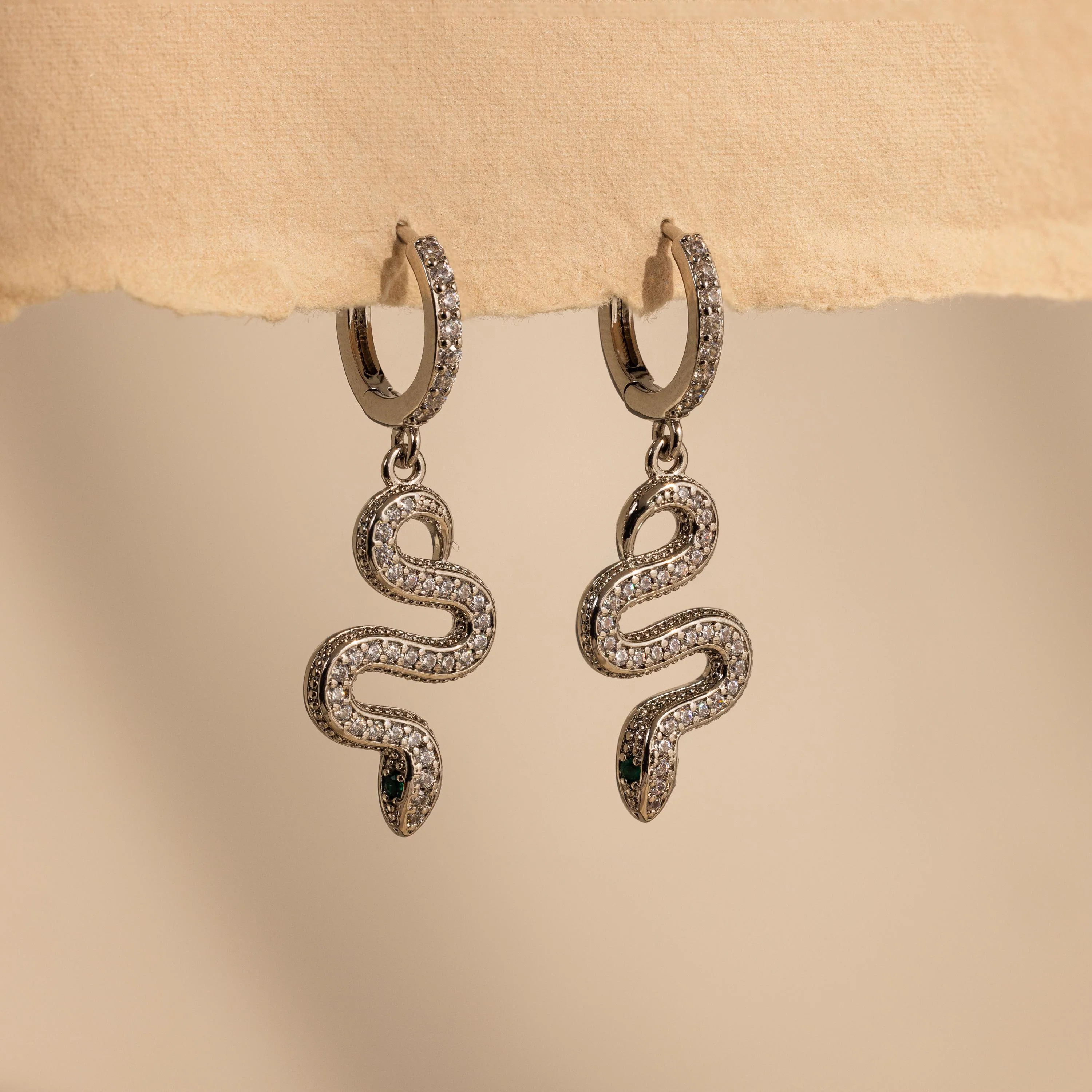 Pave Snake Charm Hoops - Image 5