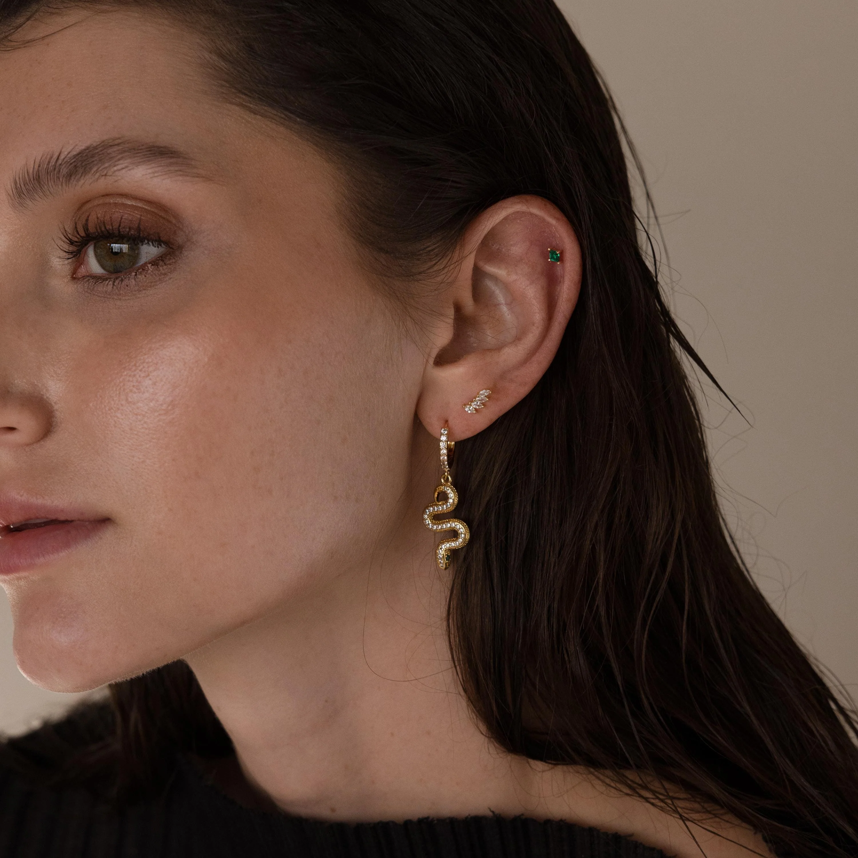 Pave Snake Charm Hoops - Image 6