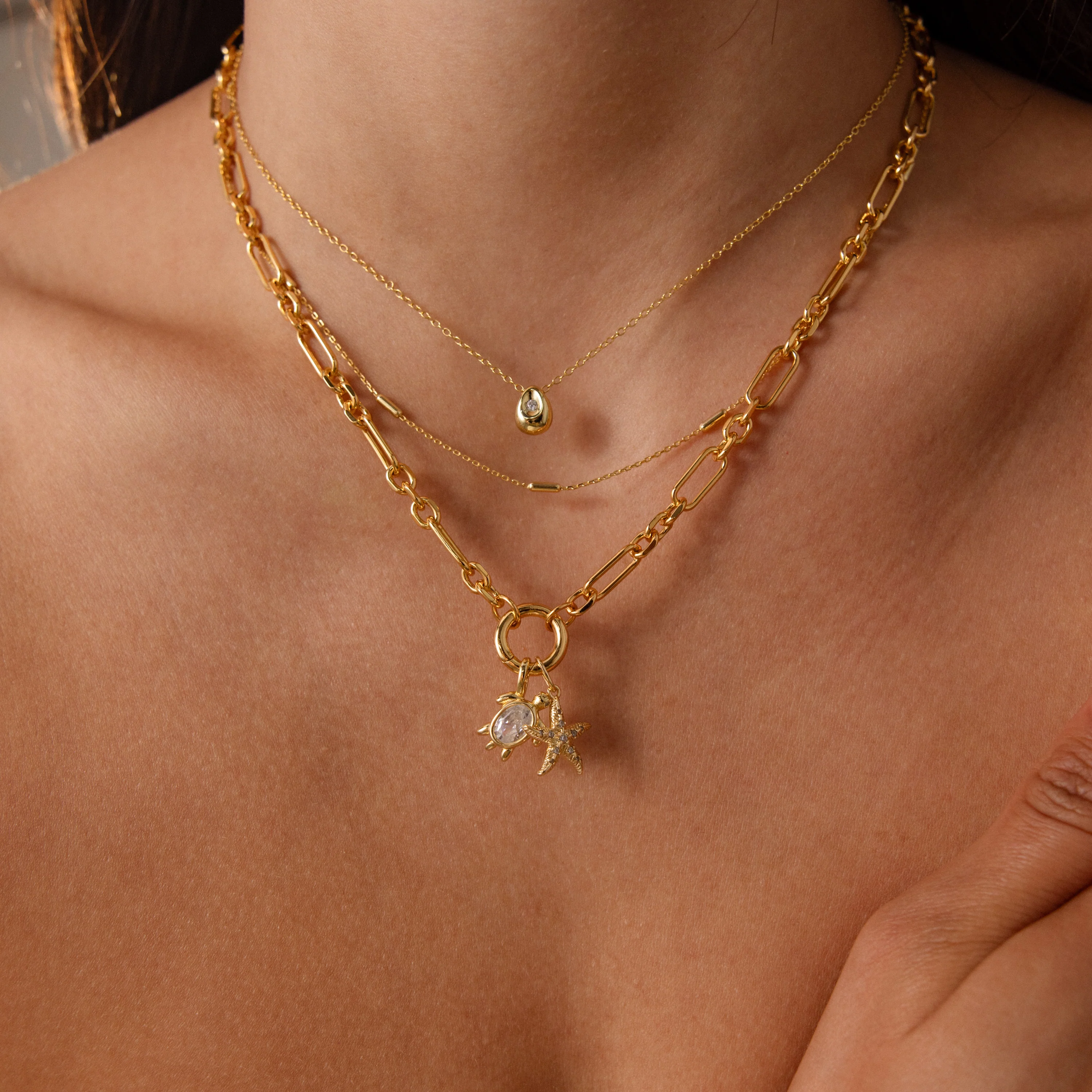 Pave Starfish Charm in 18K Gold - Image 4