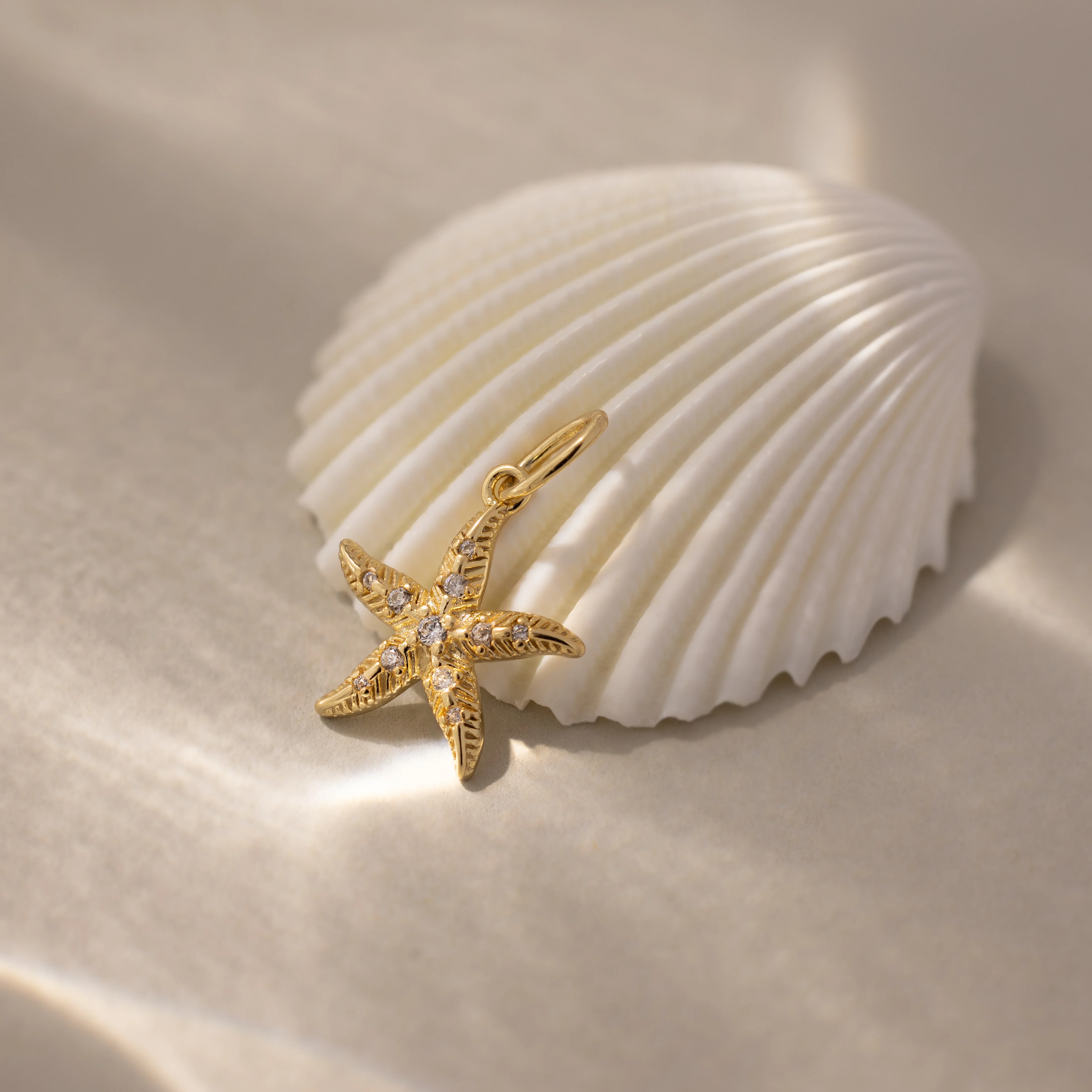 Pave Starfish Charm in 18K Gold - Image 5