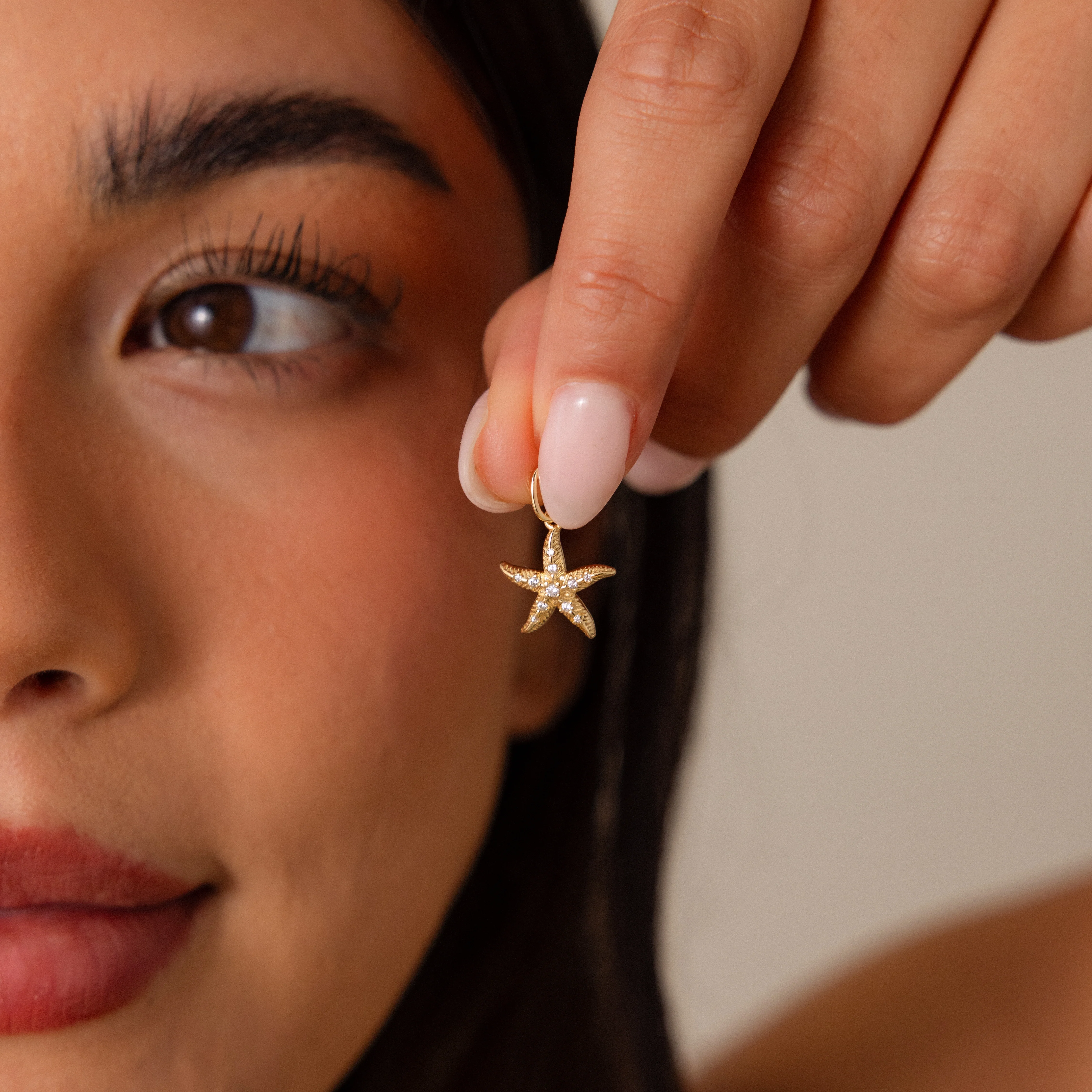 Pave Starfish Charm in 18K Gold - Image 6