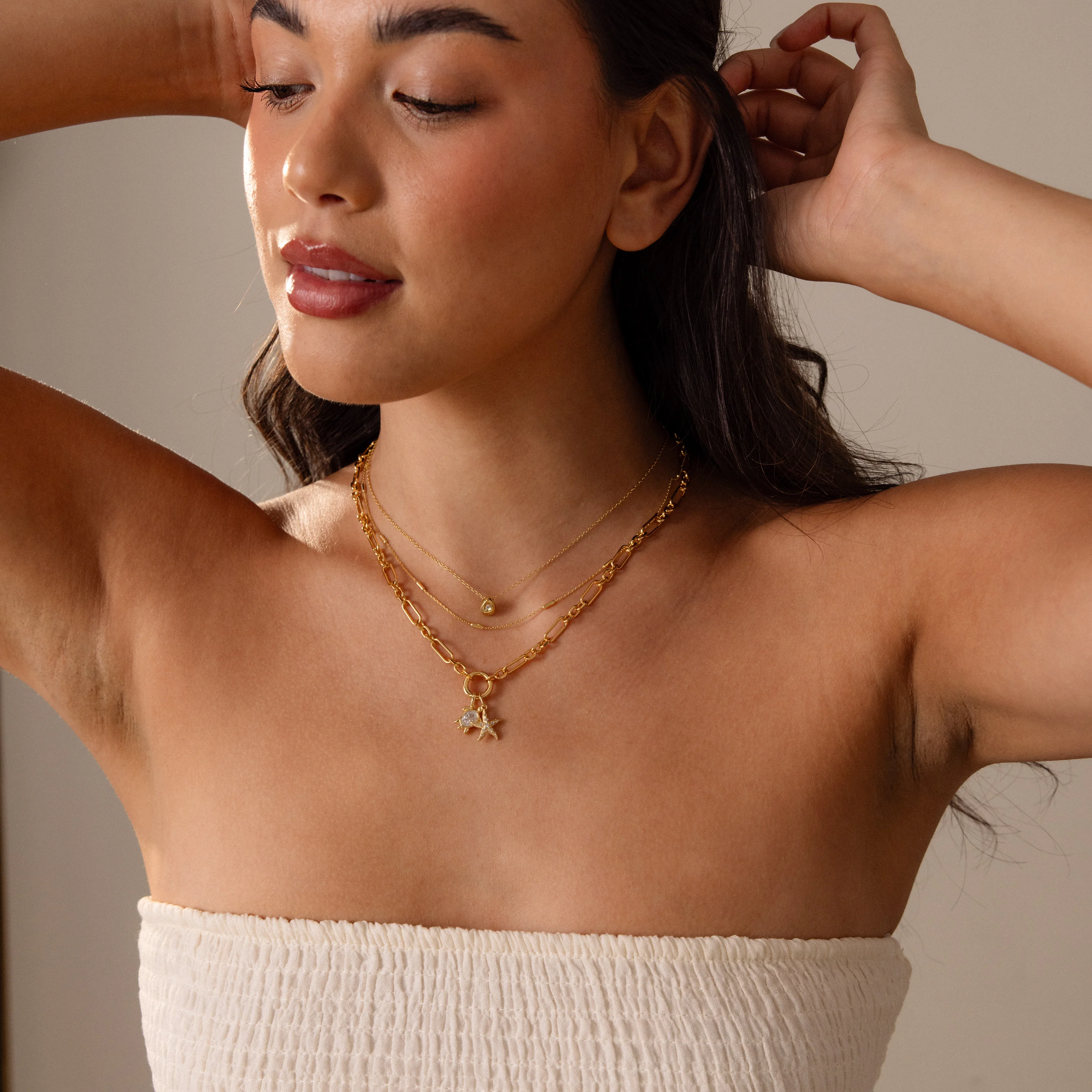 Pave Starfish Charm in 18K Gold - Image 8