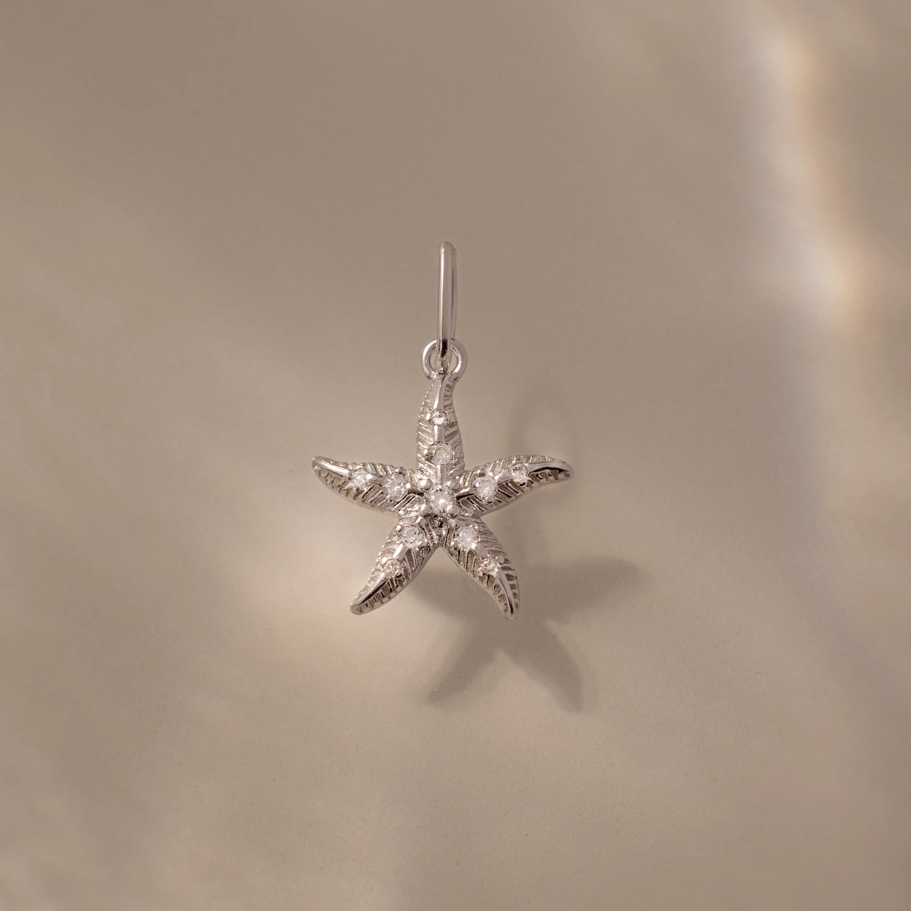 Pave Starfish Charm in Silver