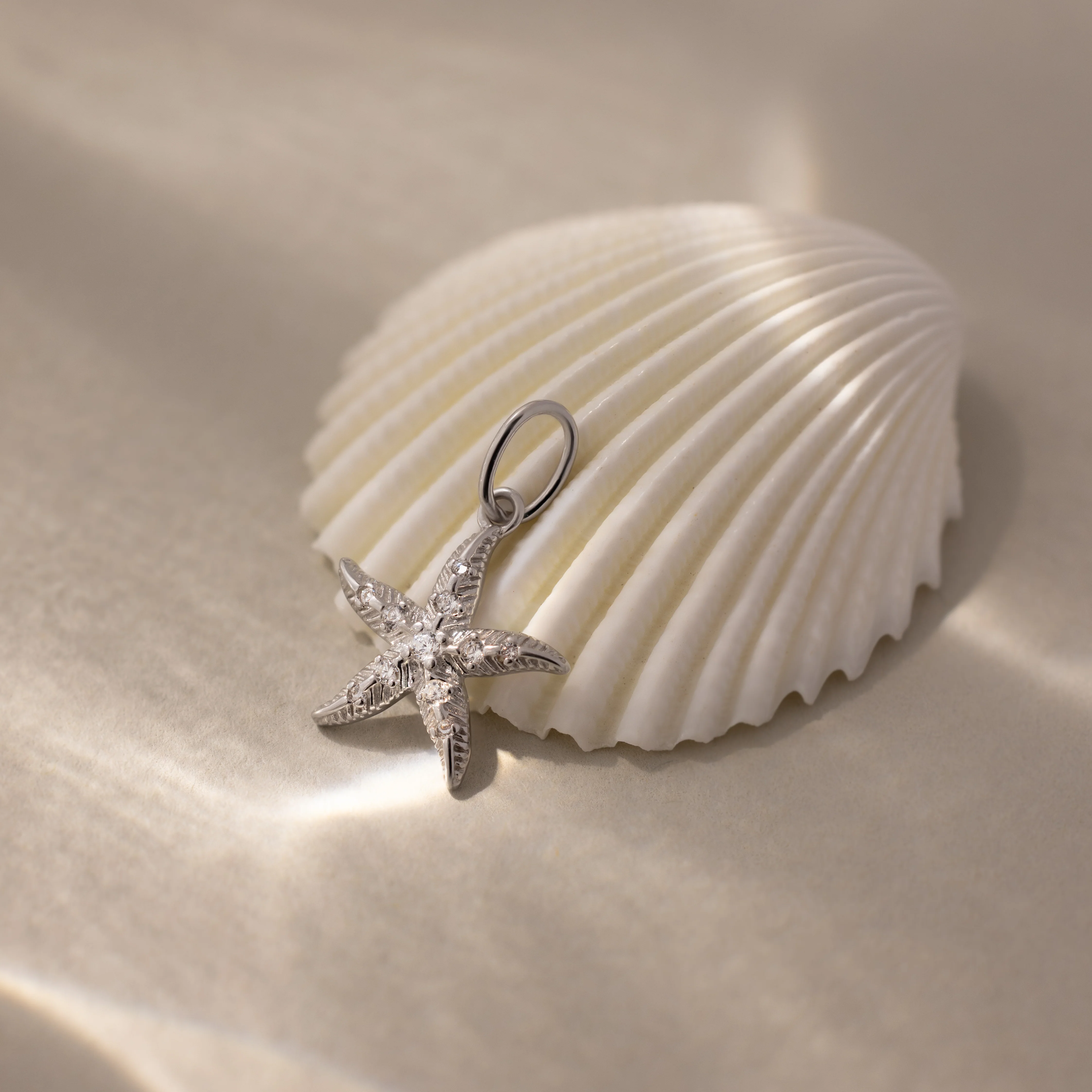 Pave Starfish Charm in Silver - Image 3