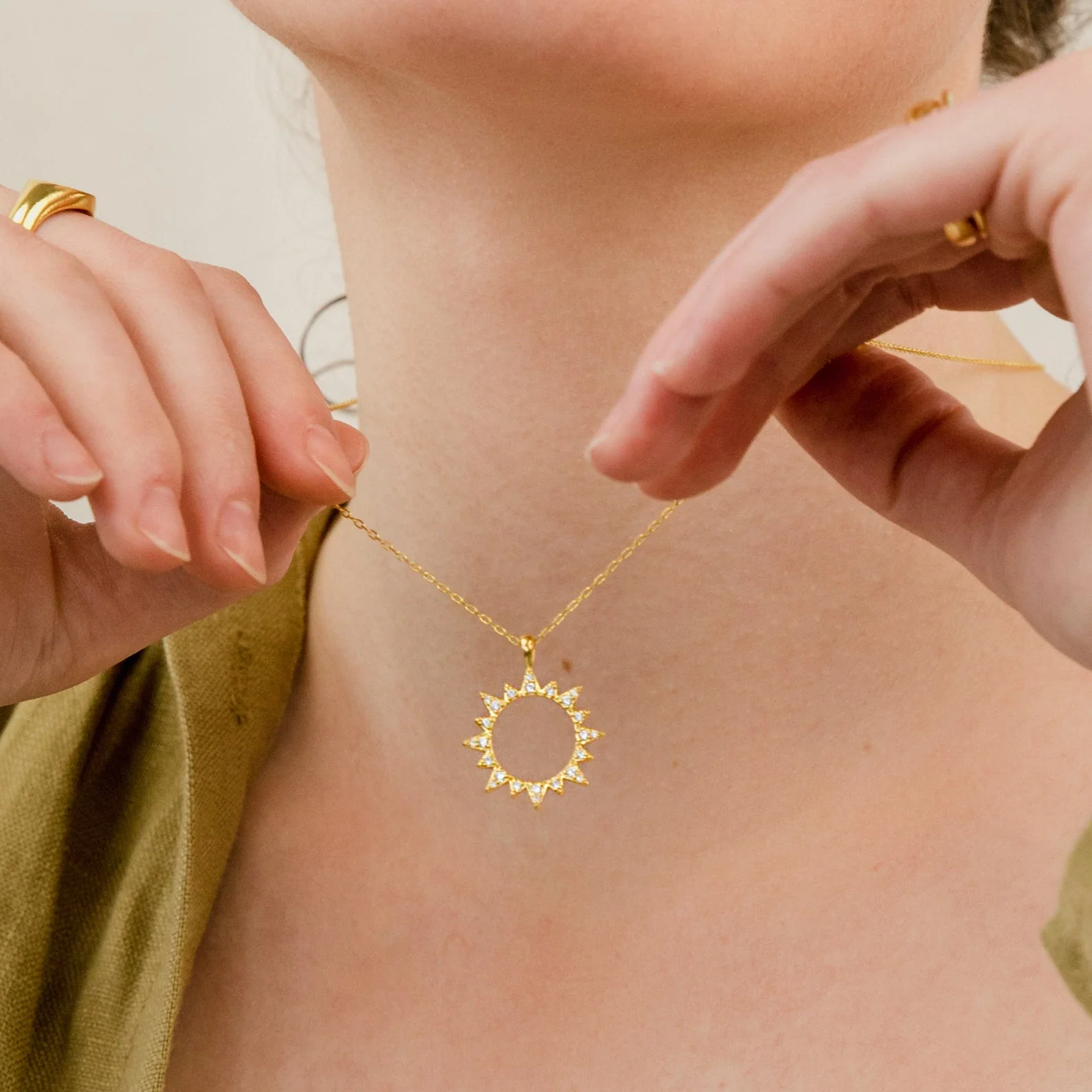 Pave Sun Necklace - Image 2