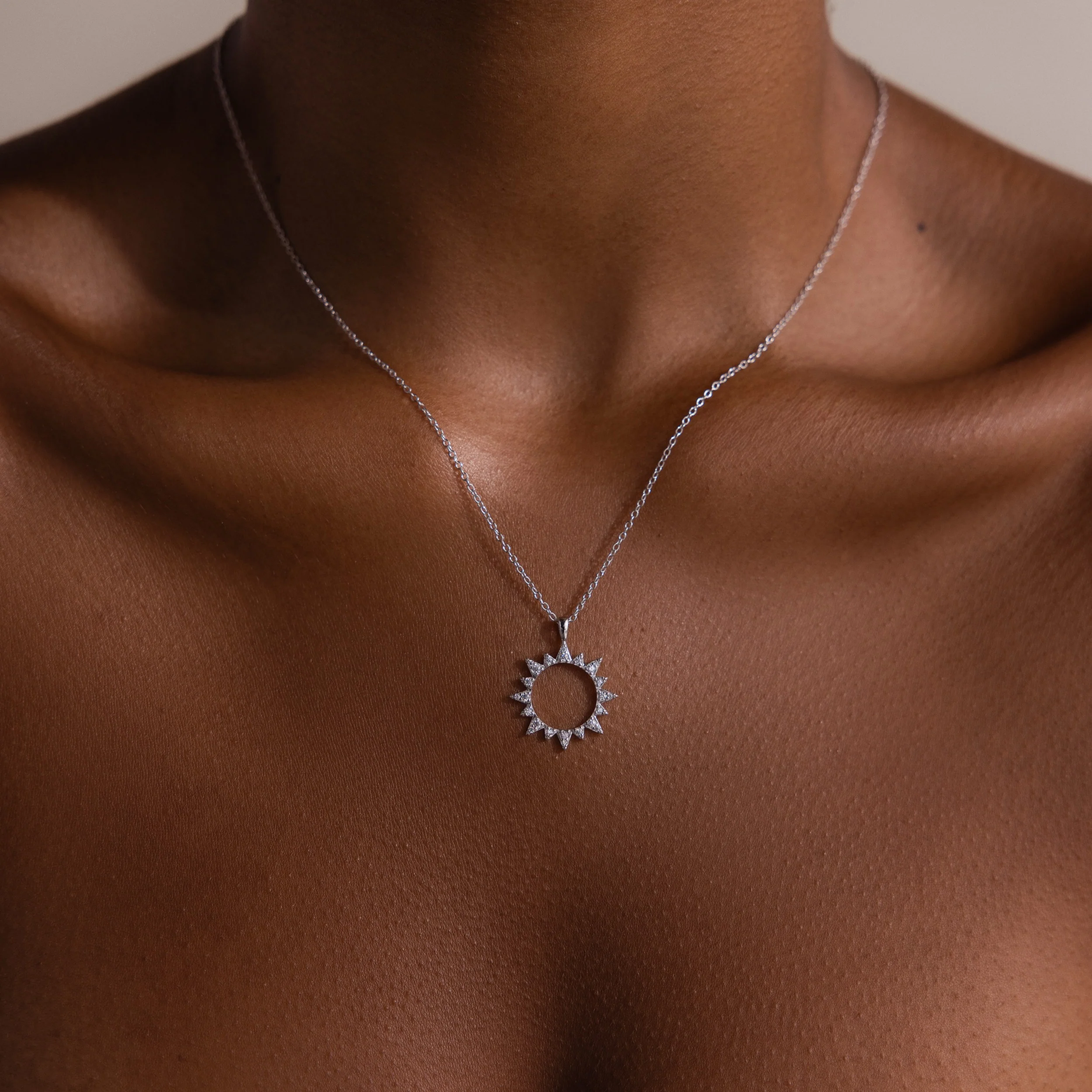 Pave Sun Necklace in Silver - Image 2