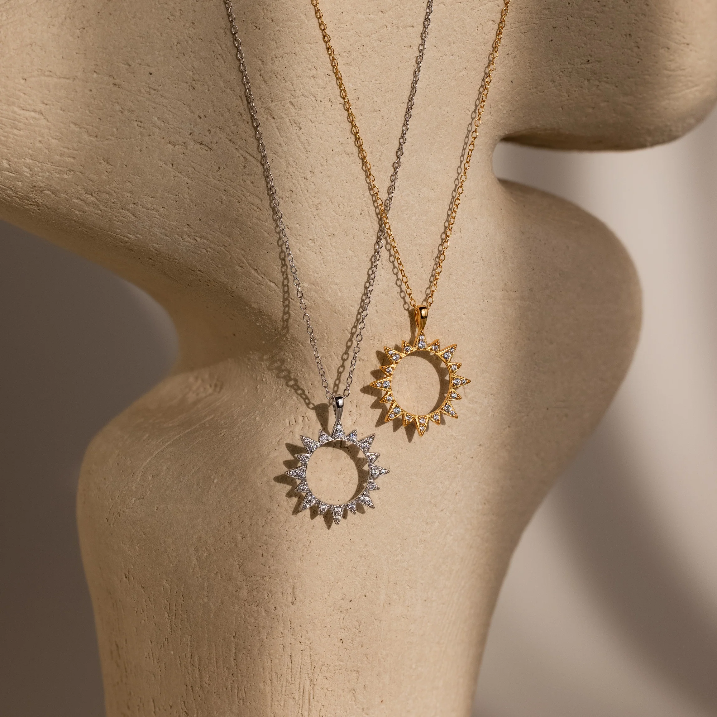 Pave Sun Necklace in Silver - Image 5