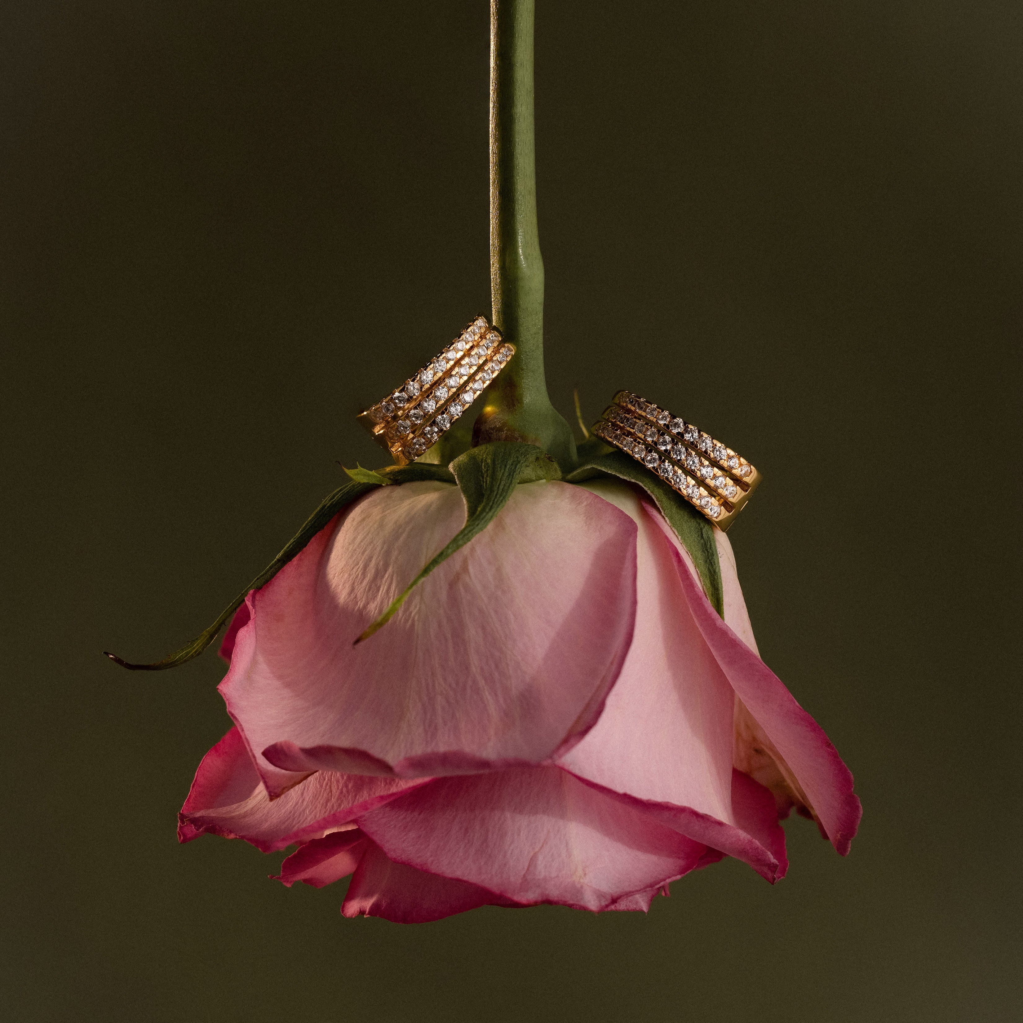 Pave Trio Hoops in 18K Gold - Image 7
