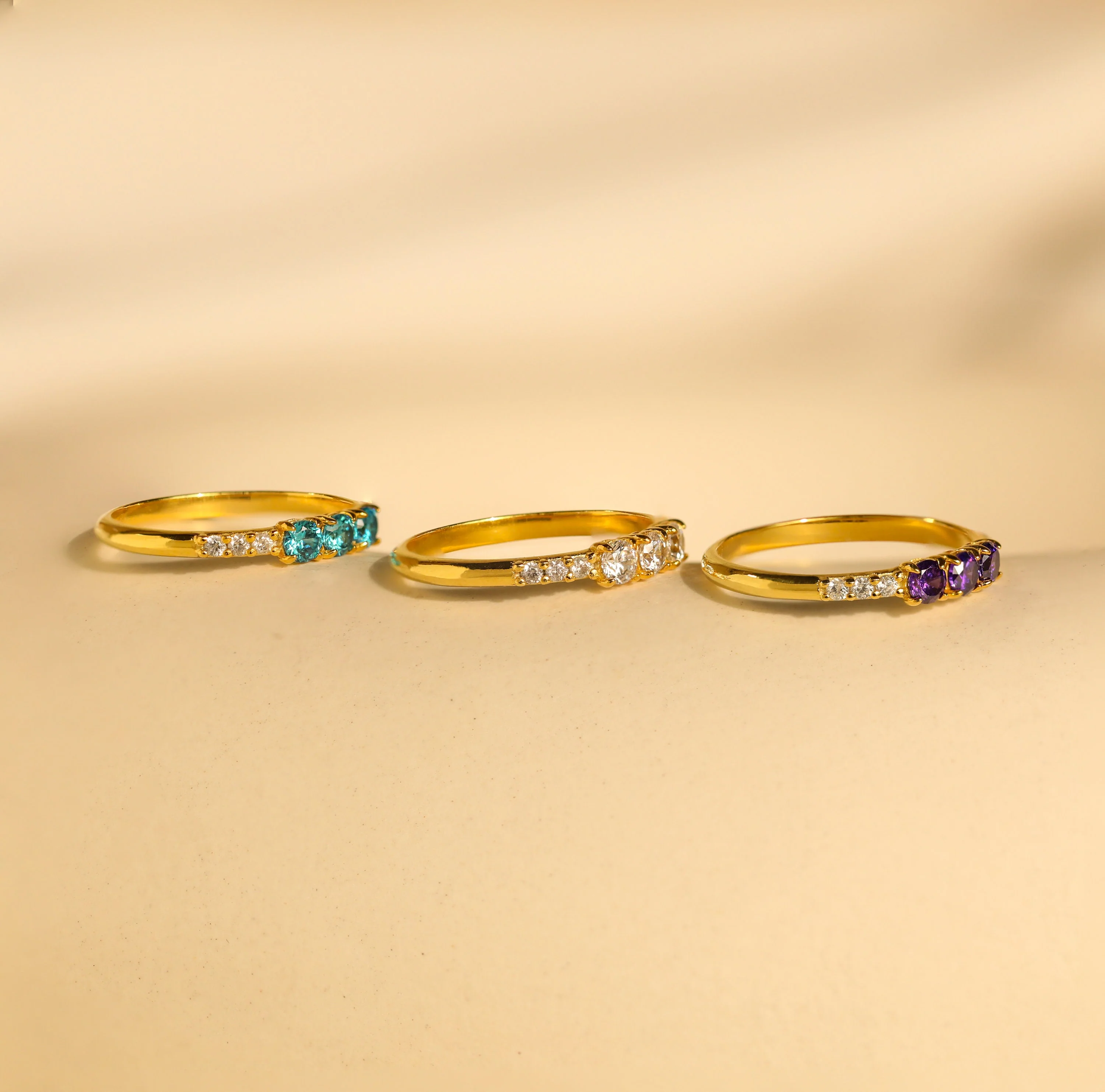 Pave Triple Birthstone Ring - Image 4
