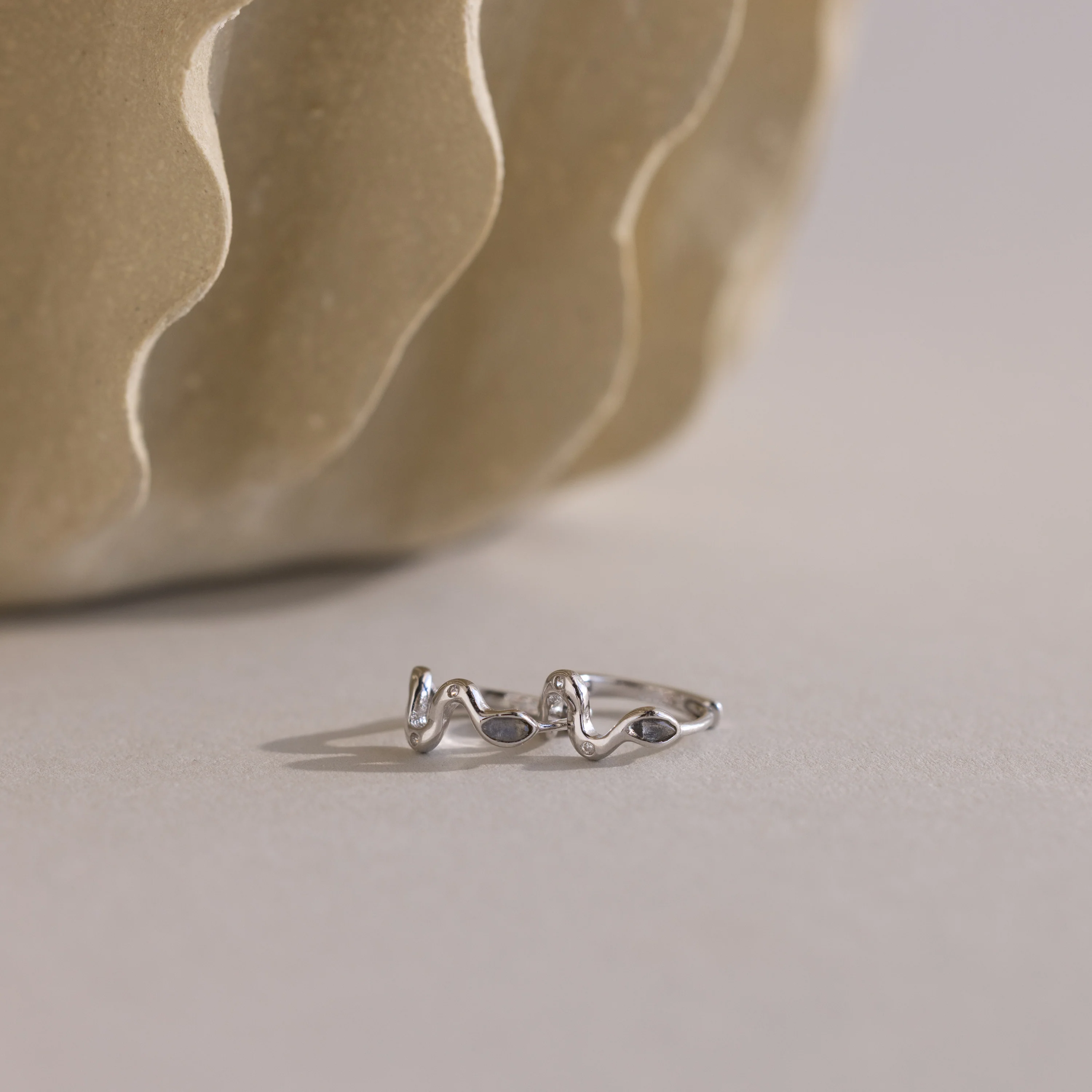 Pave Viper Huggies in Silver - Image 3