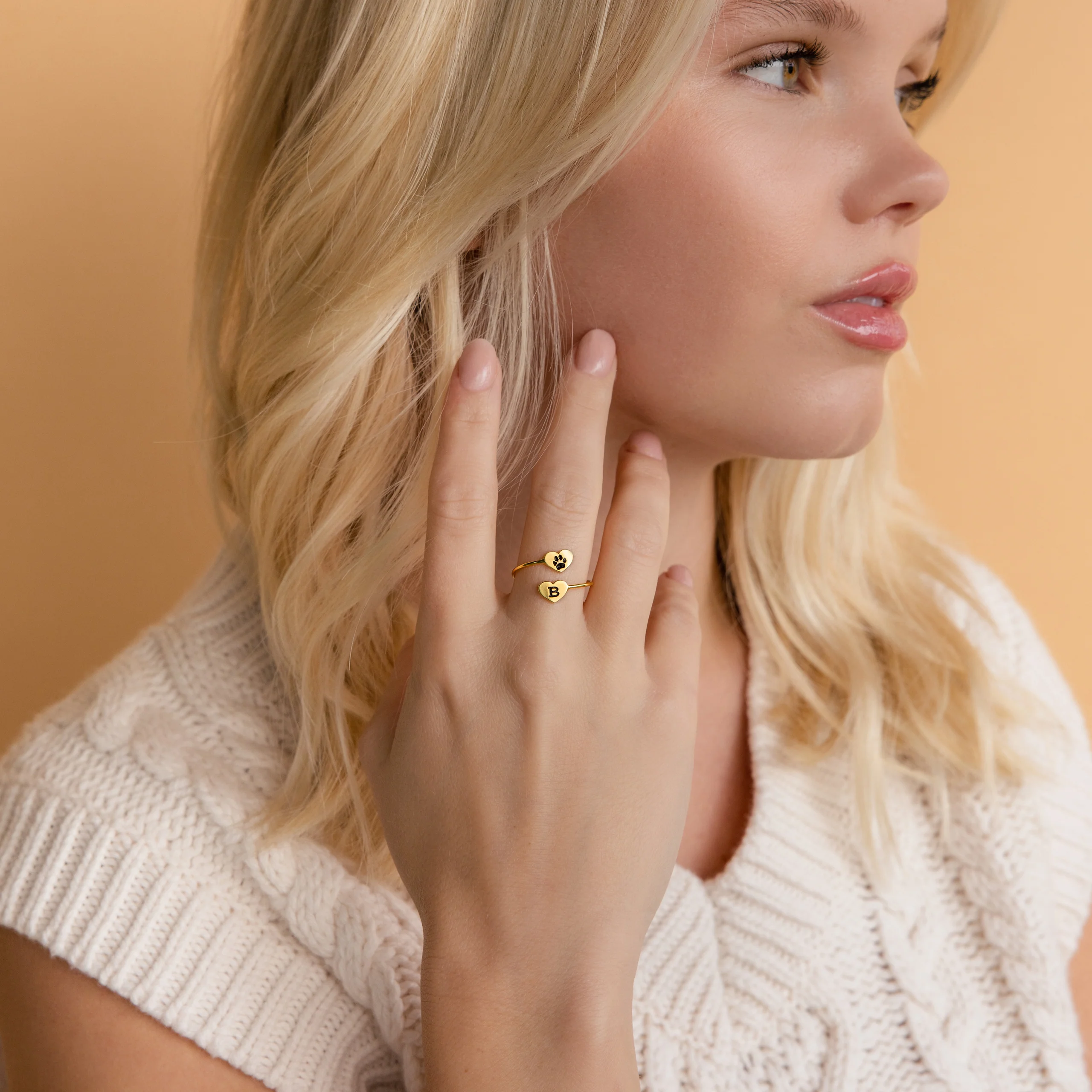 Paw Print Duo Heart Ring - Image 4