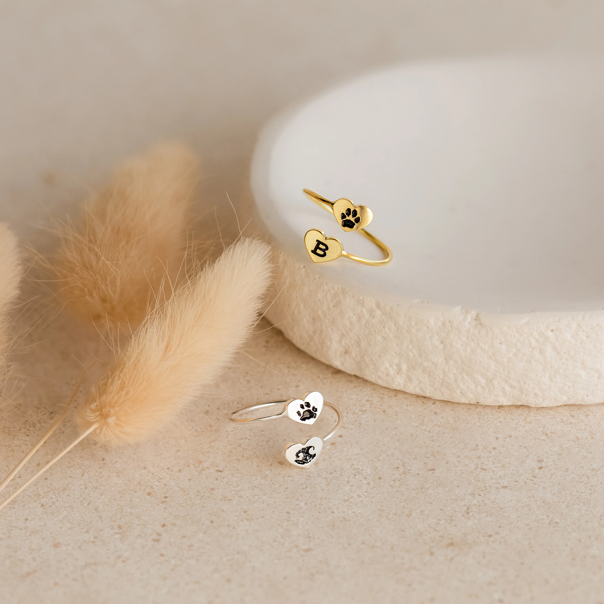 Paw Print Duo Heart Ring - Image 7