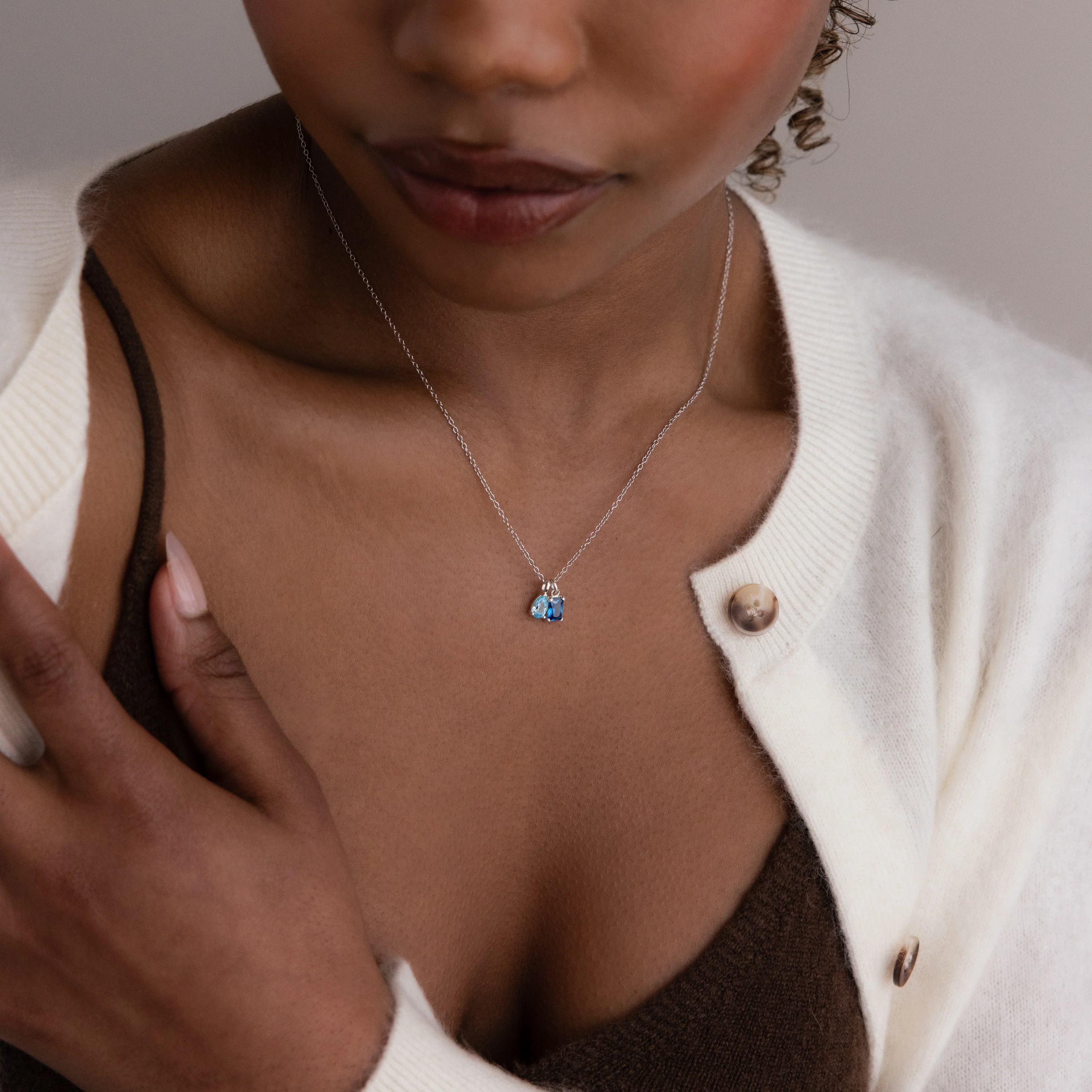 Pear & Baguette Birthstone Charm Set in Silver - Image 4