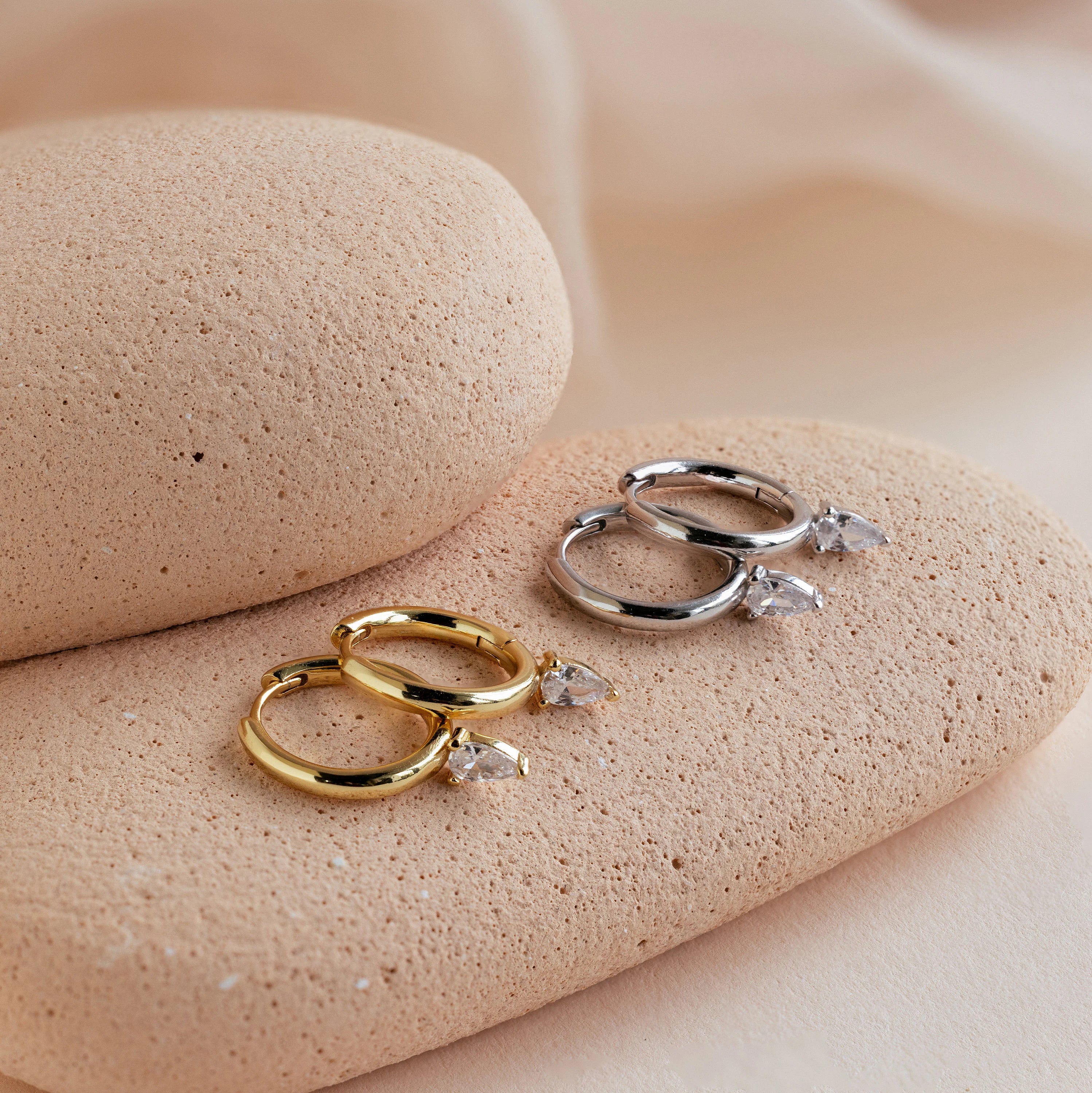 Pear Diamond Drop Hoops - Image 7
