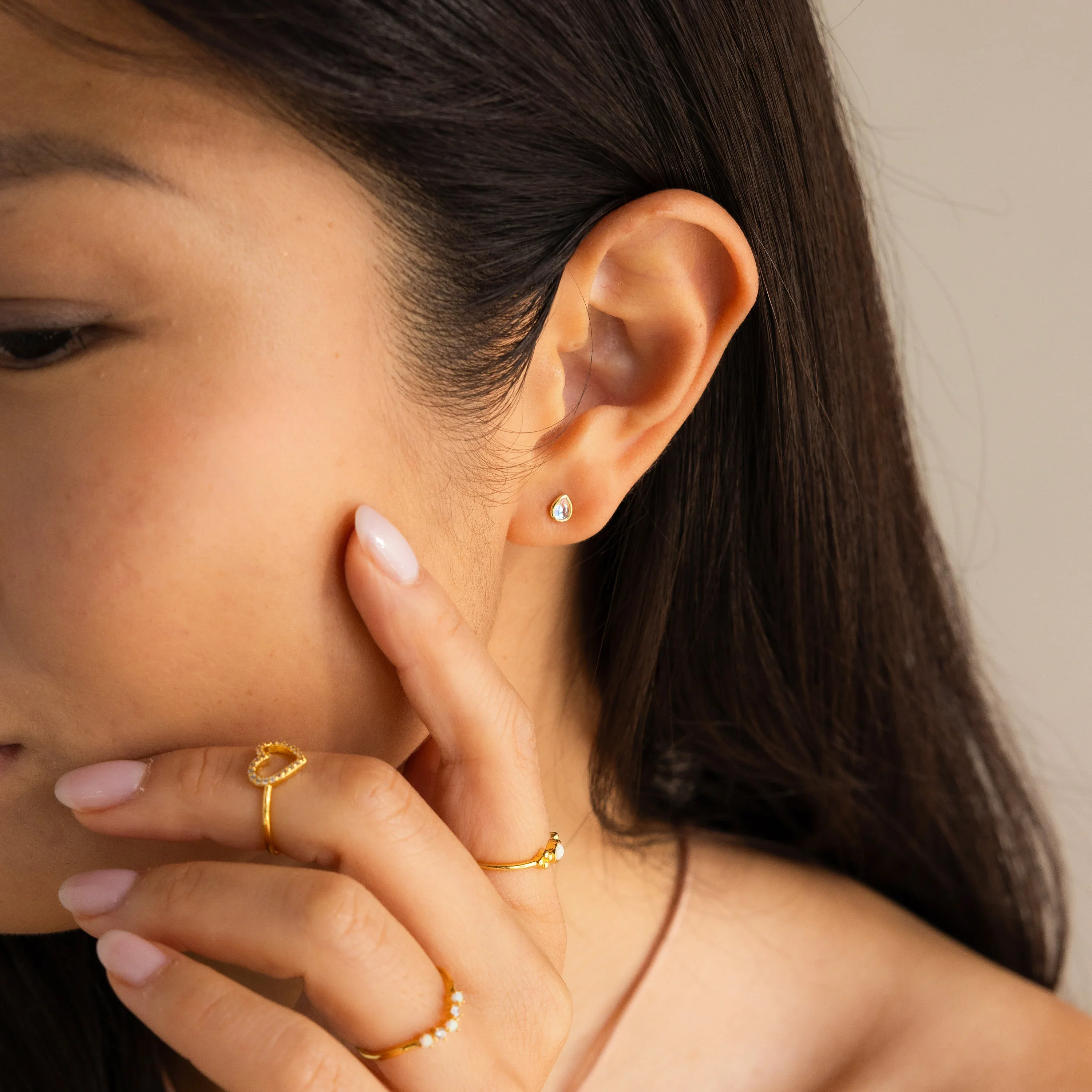 Pear Moonstone Studs - Image 8