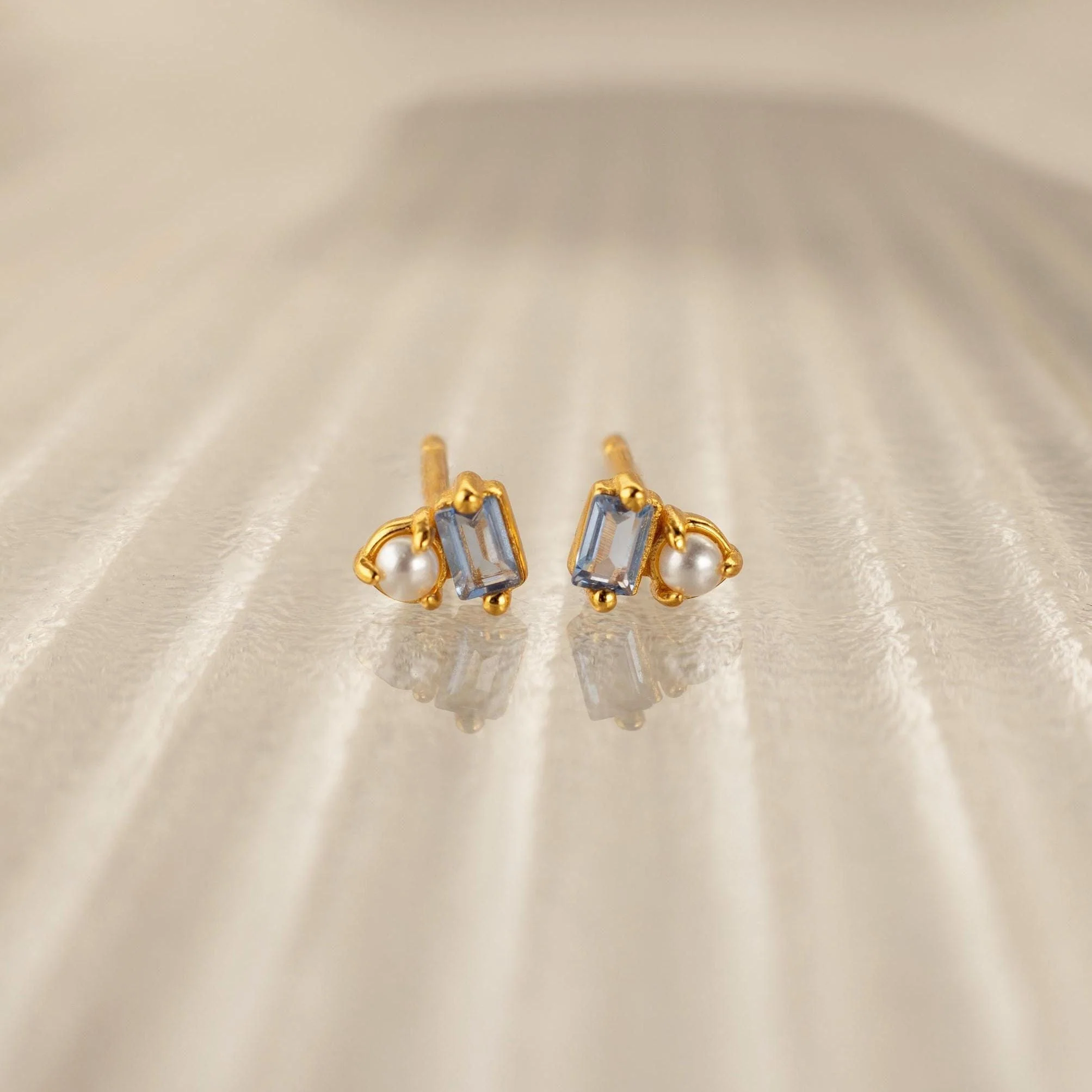 Pearl Aquamarine Studs