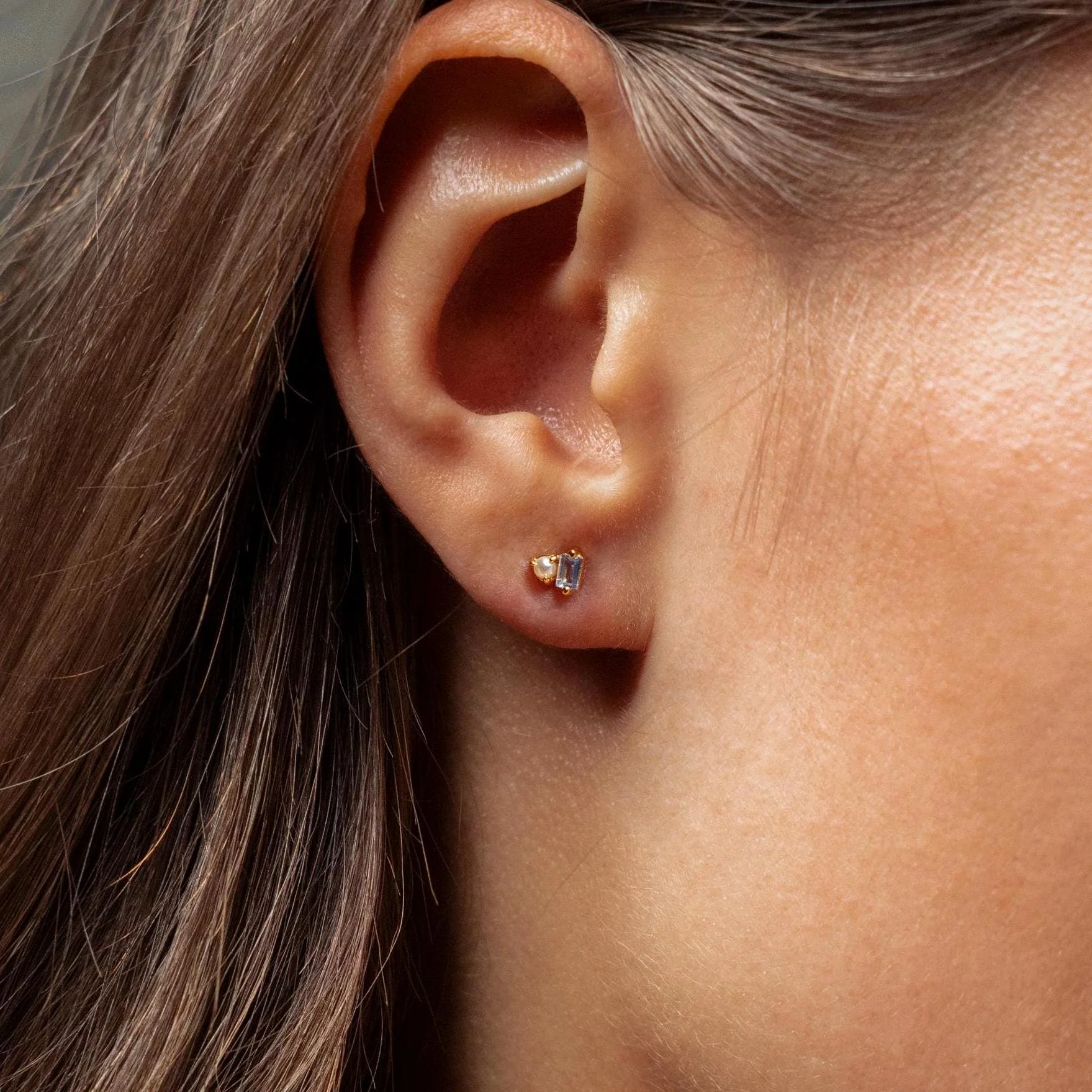 Pearl Aquamarine Studs - Image 2