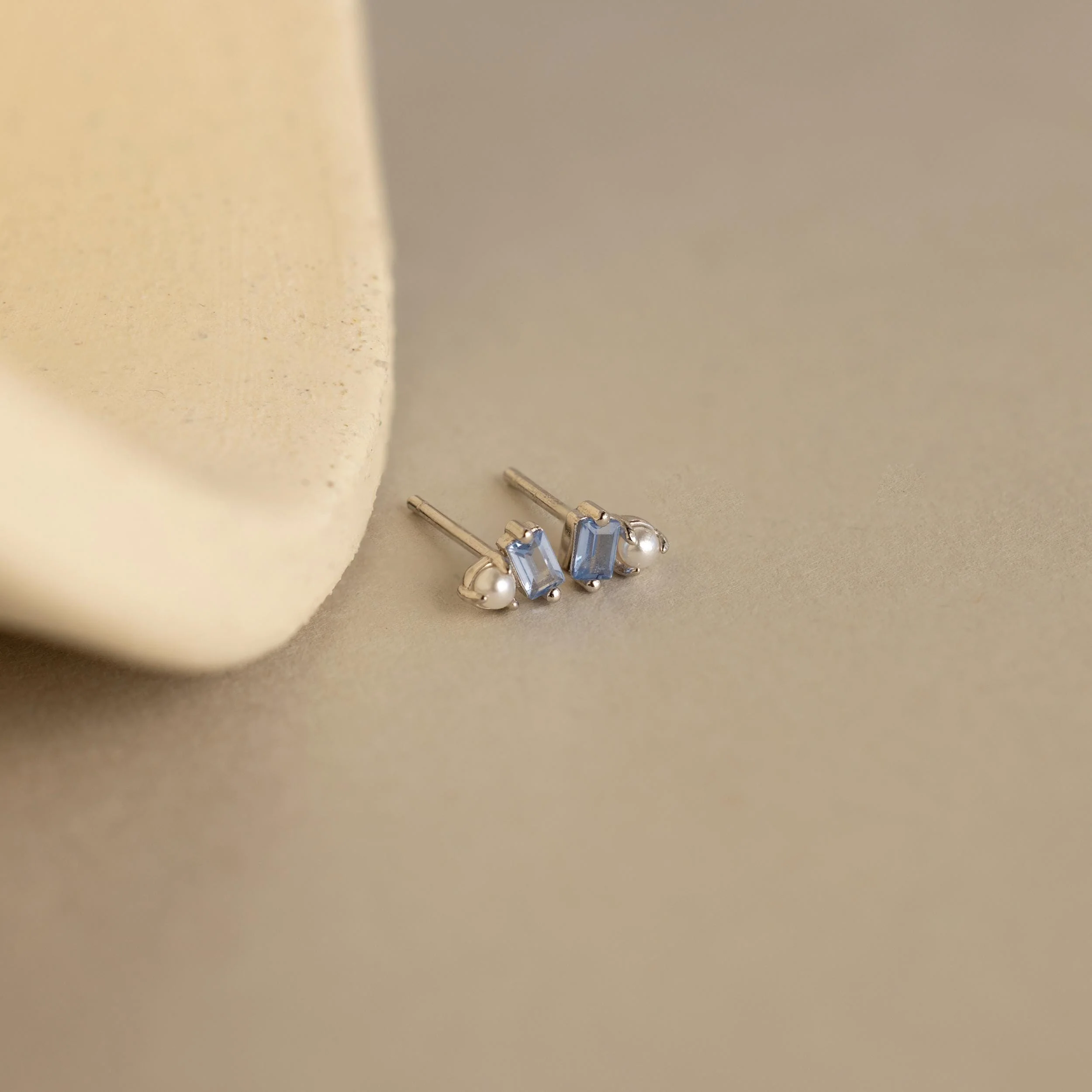 Pearl Aquamarine Studs - Image 4
