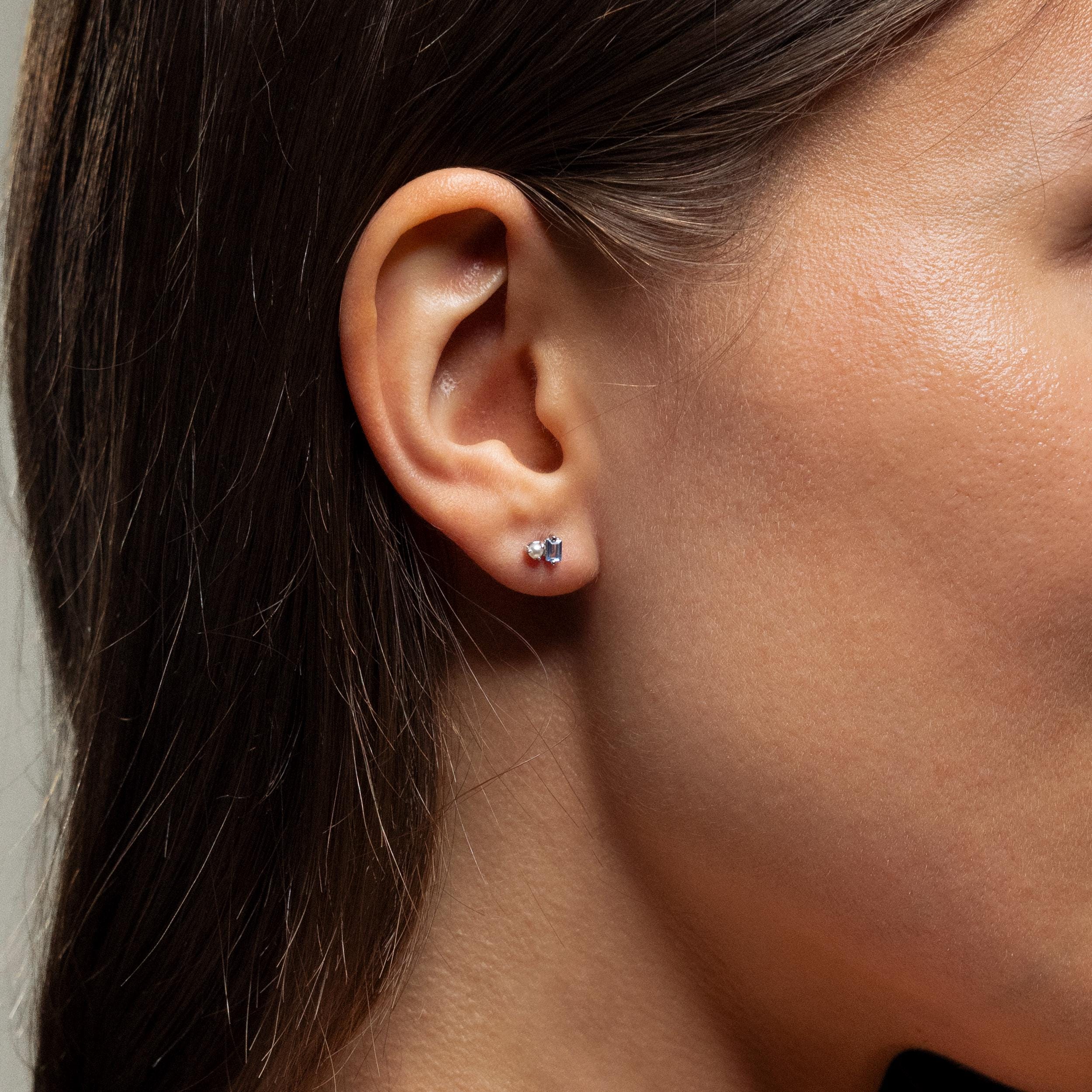 Pearl Aquamarine Studs - Image 5
