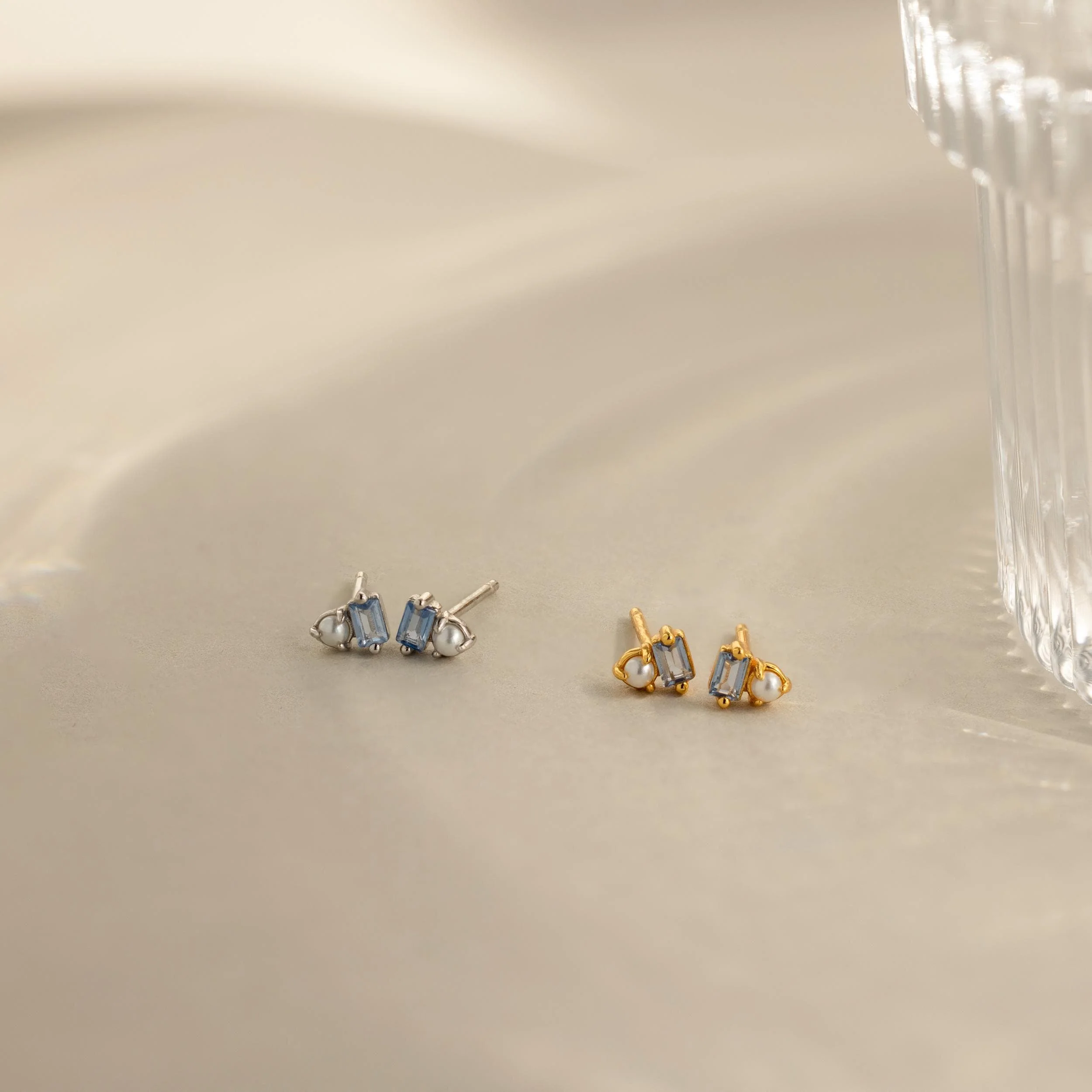 Pearl Aquamarine Studs - Image 6