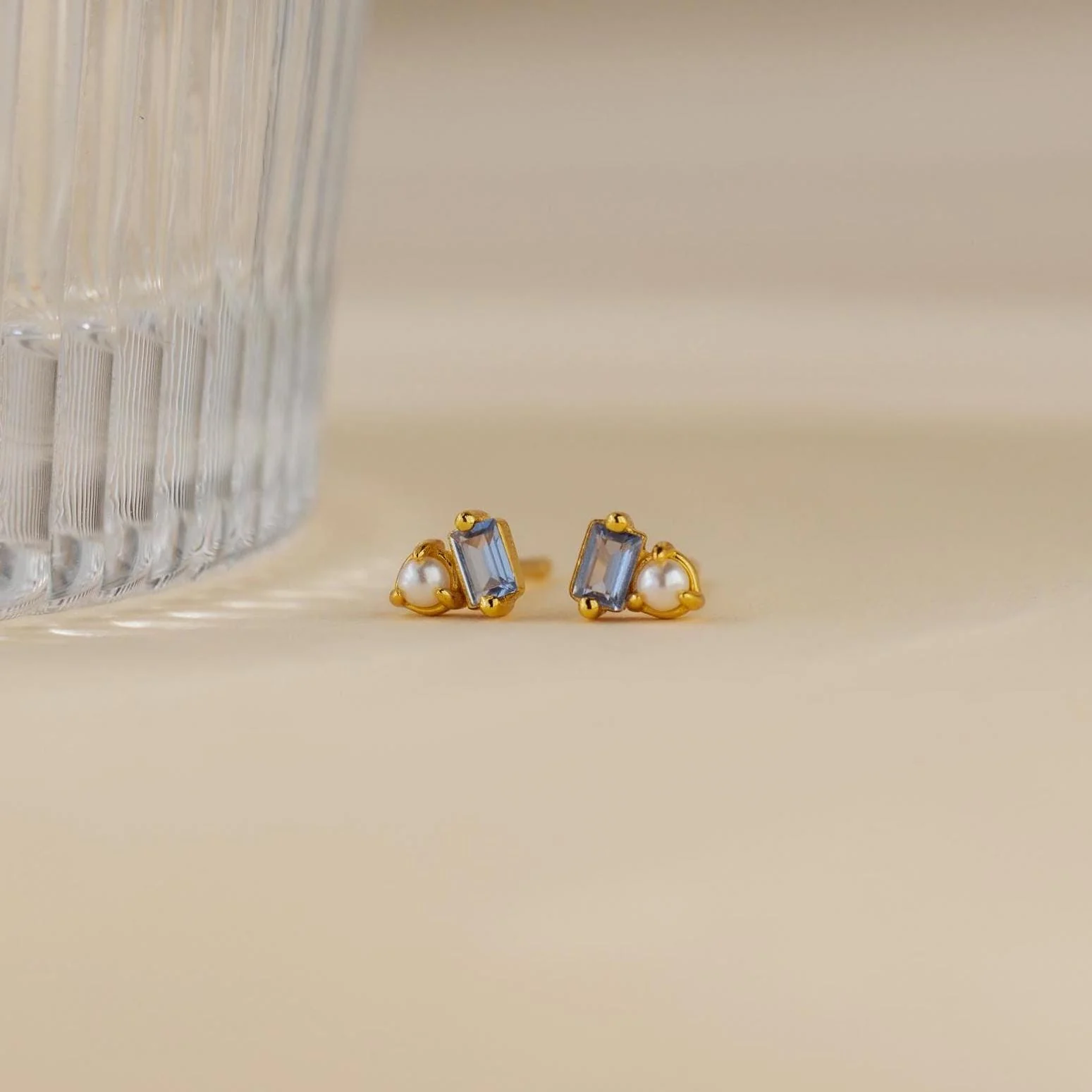 Pearl Aquamarine Studs - Image 8