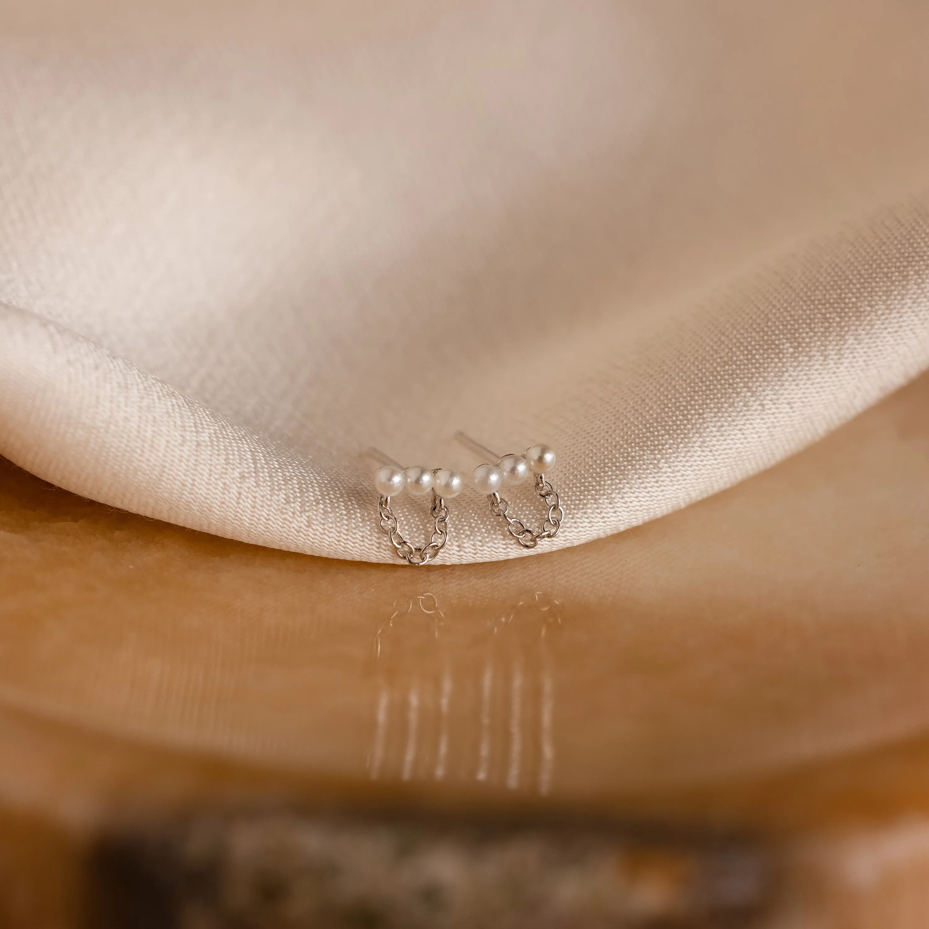 Pearl Bar Chain Studs - Image 5