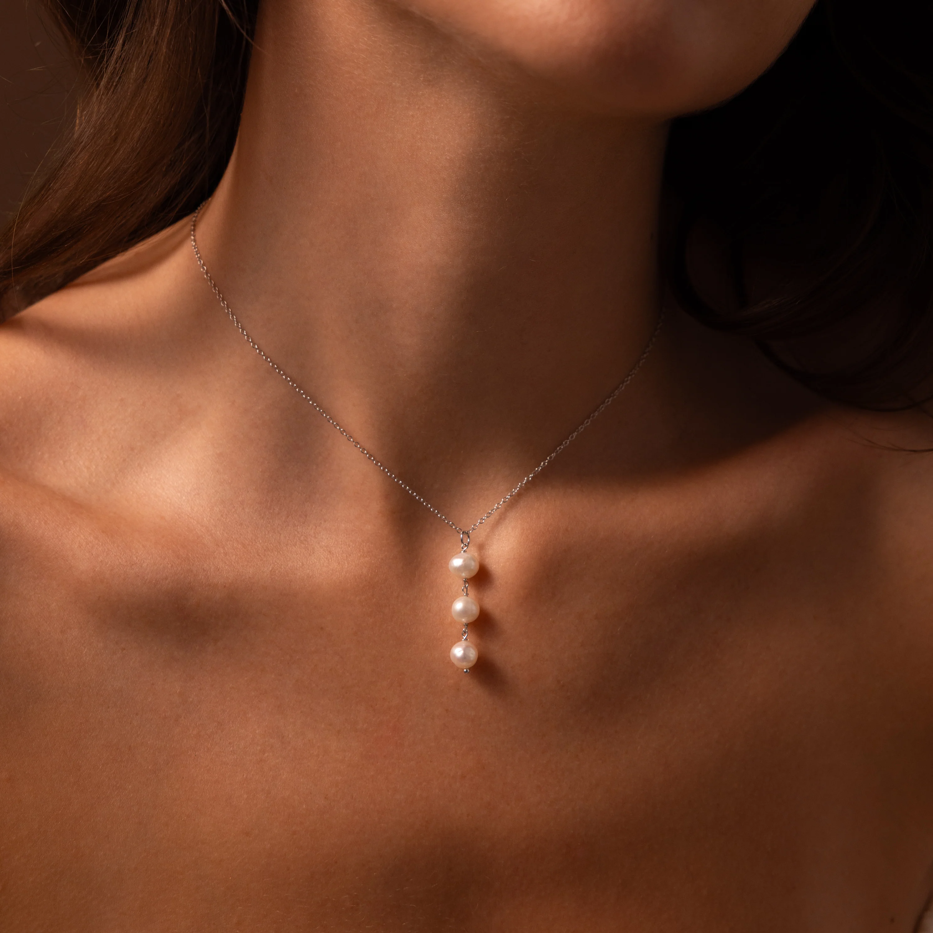 Pearl Cascade Necklace in Silver - Image 2