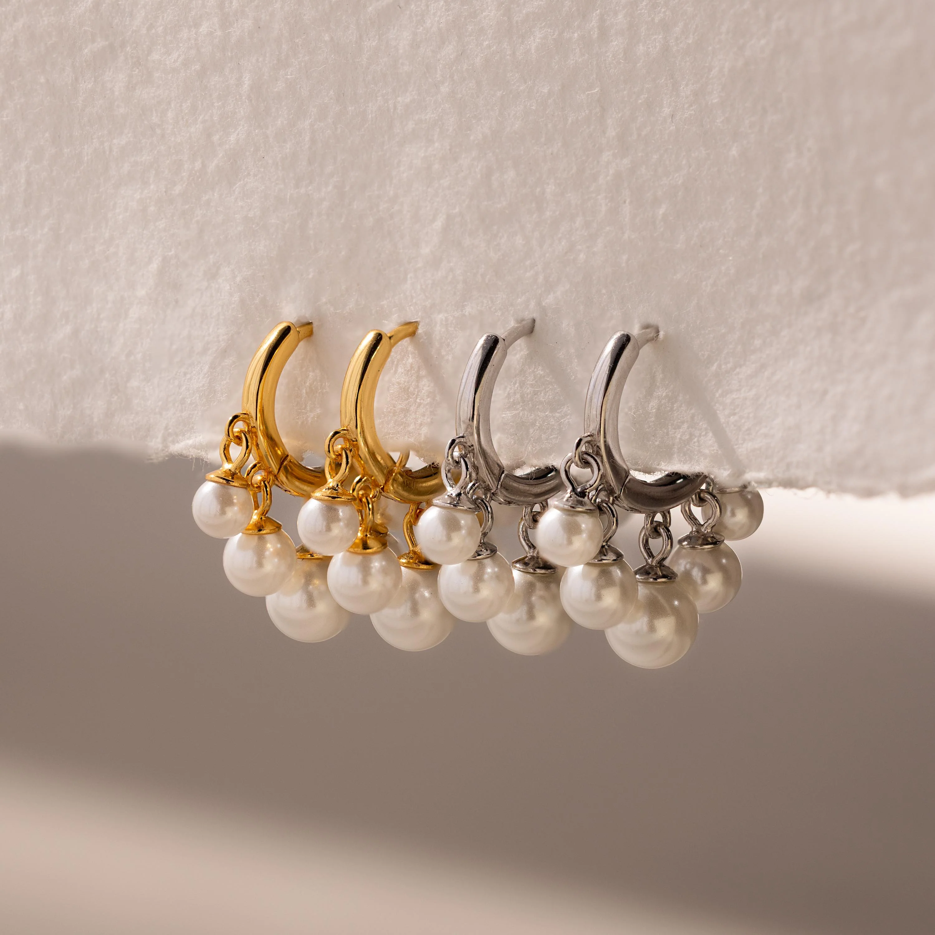 Pearl Chandelier Huggies - Image 3