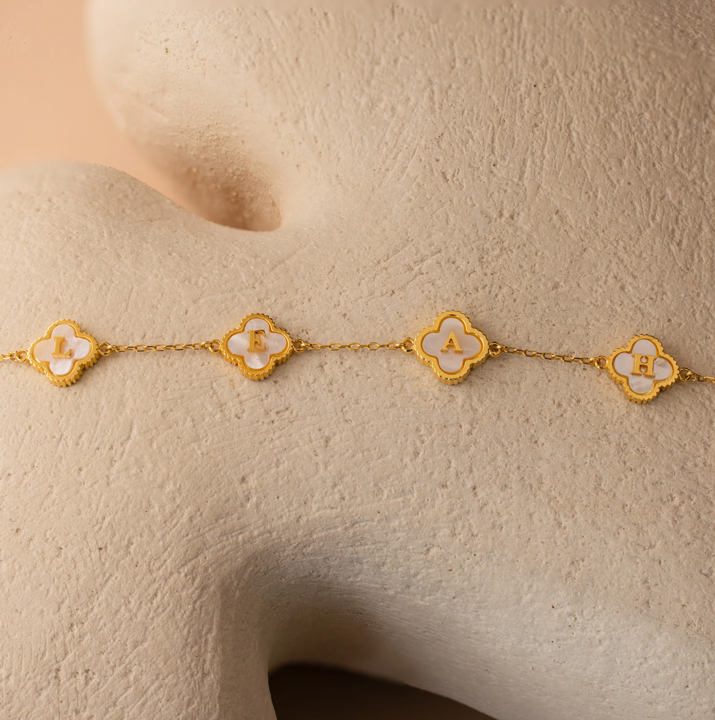 Pearl Clover Letter Necklace - Image 5