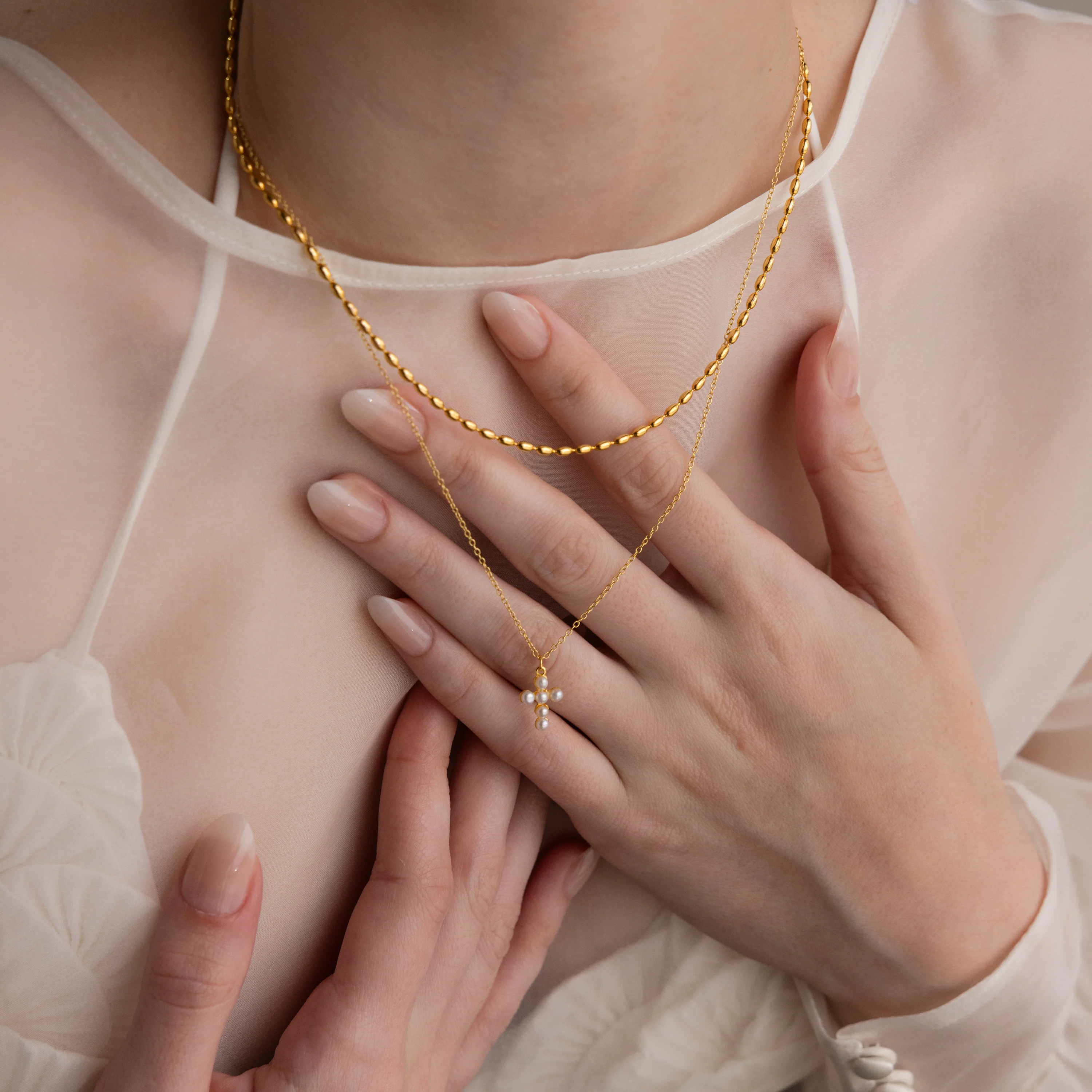 Pearl Cross Necklace - Image 8
