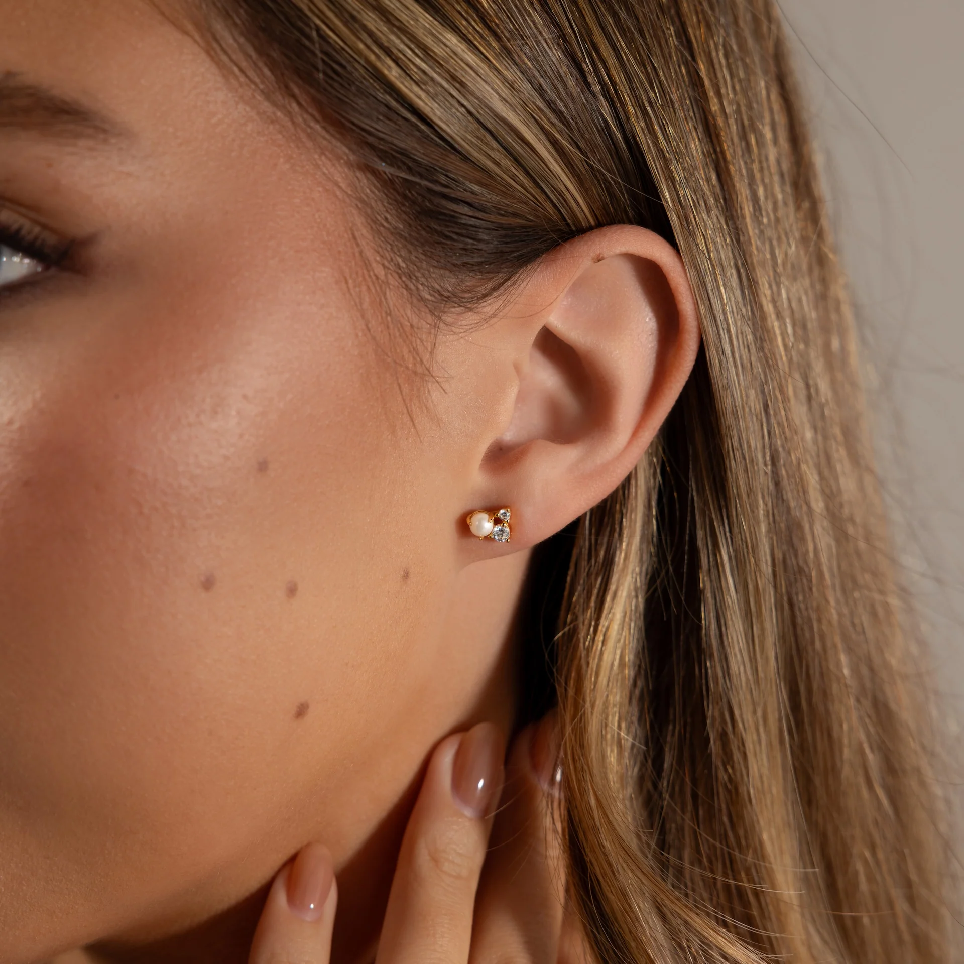 Pearl Diamond Cluster Studs - Image 3