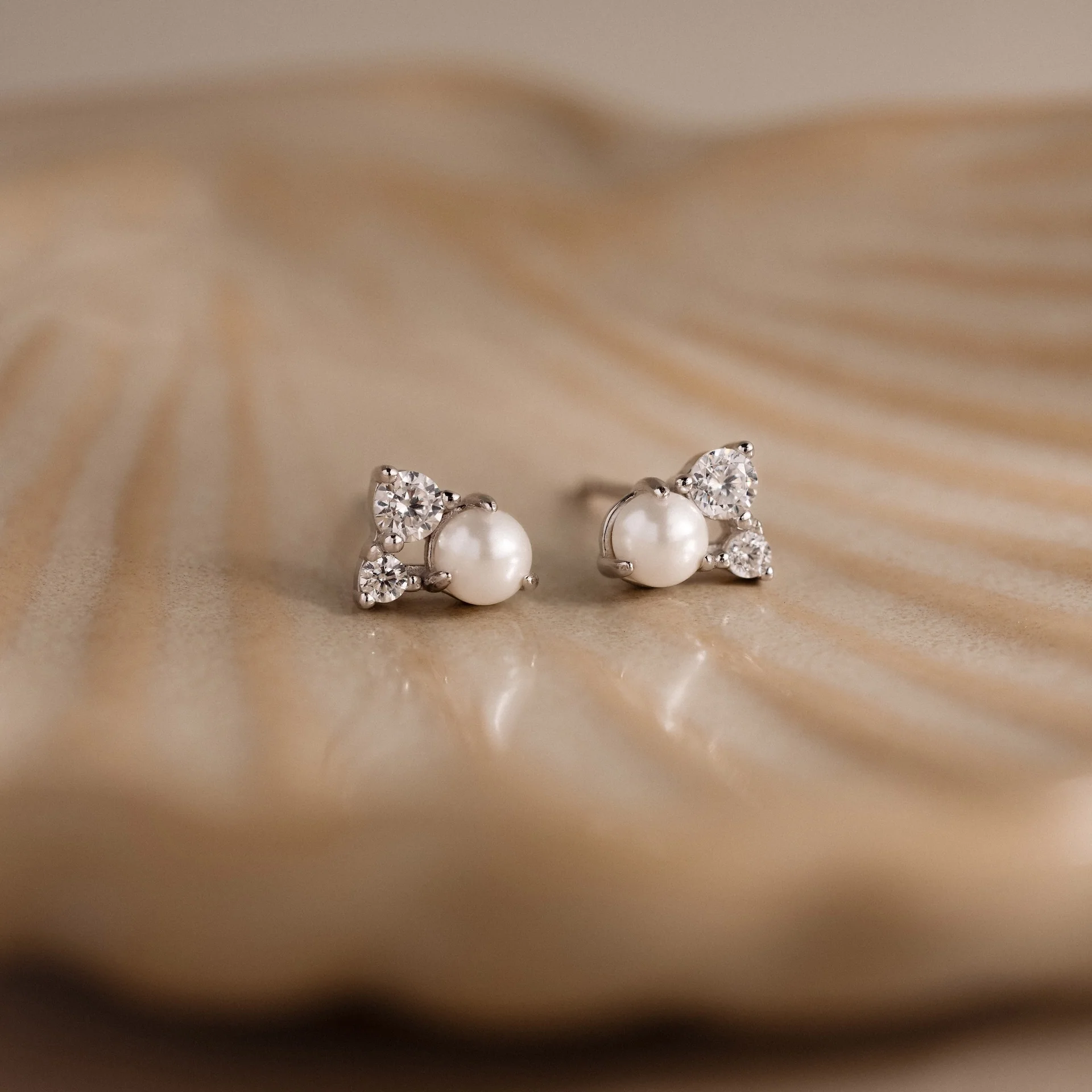 Pearl Diamond Cluster Studs - Image 4