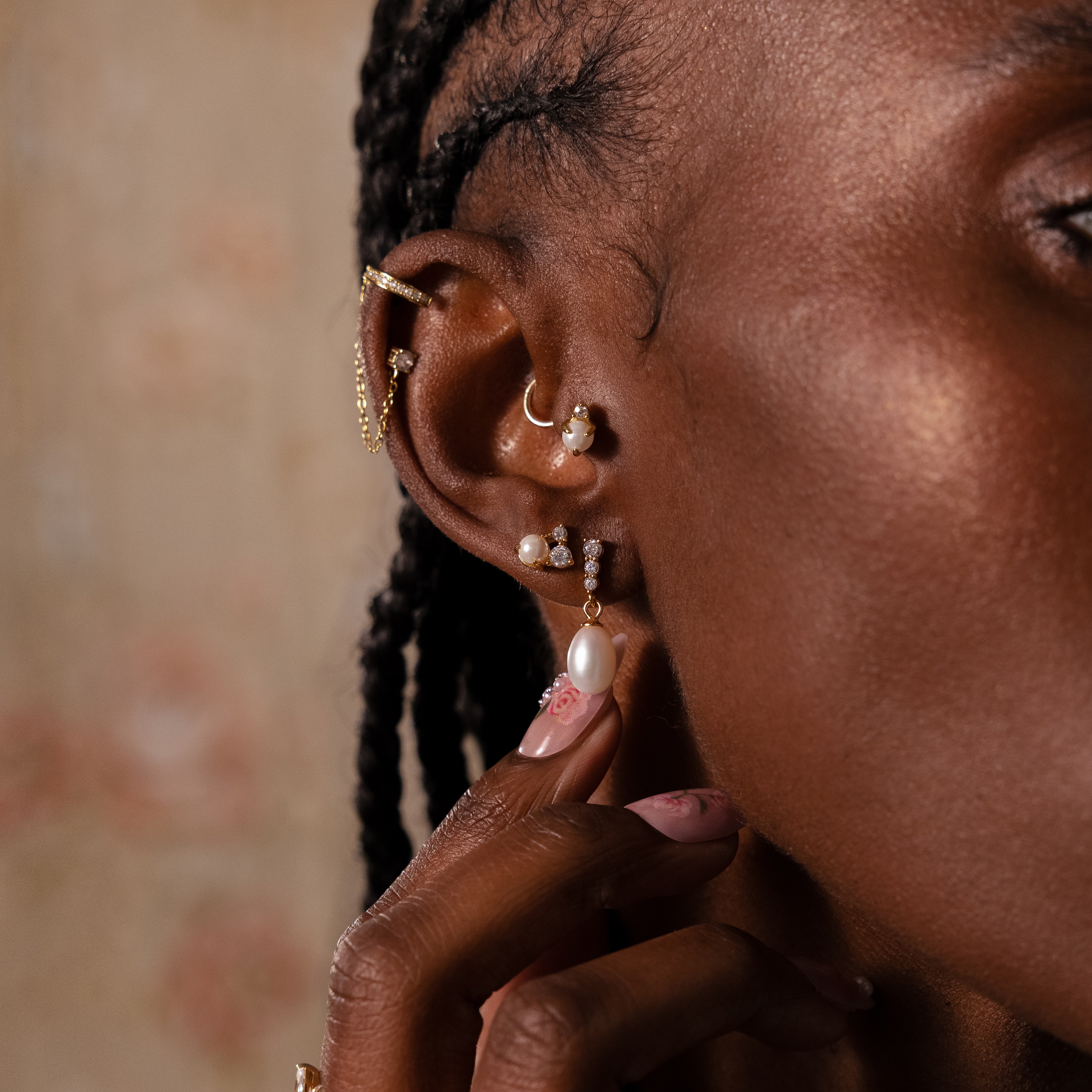 Pearl Diamond Cluster Studs - Image 7