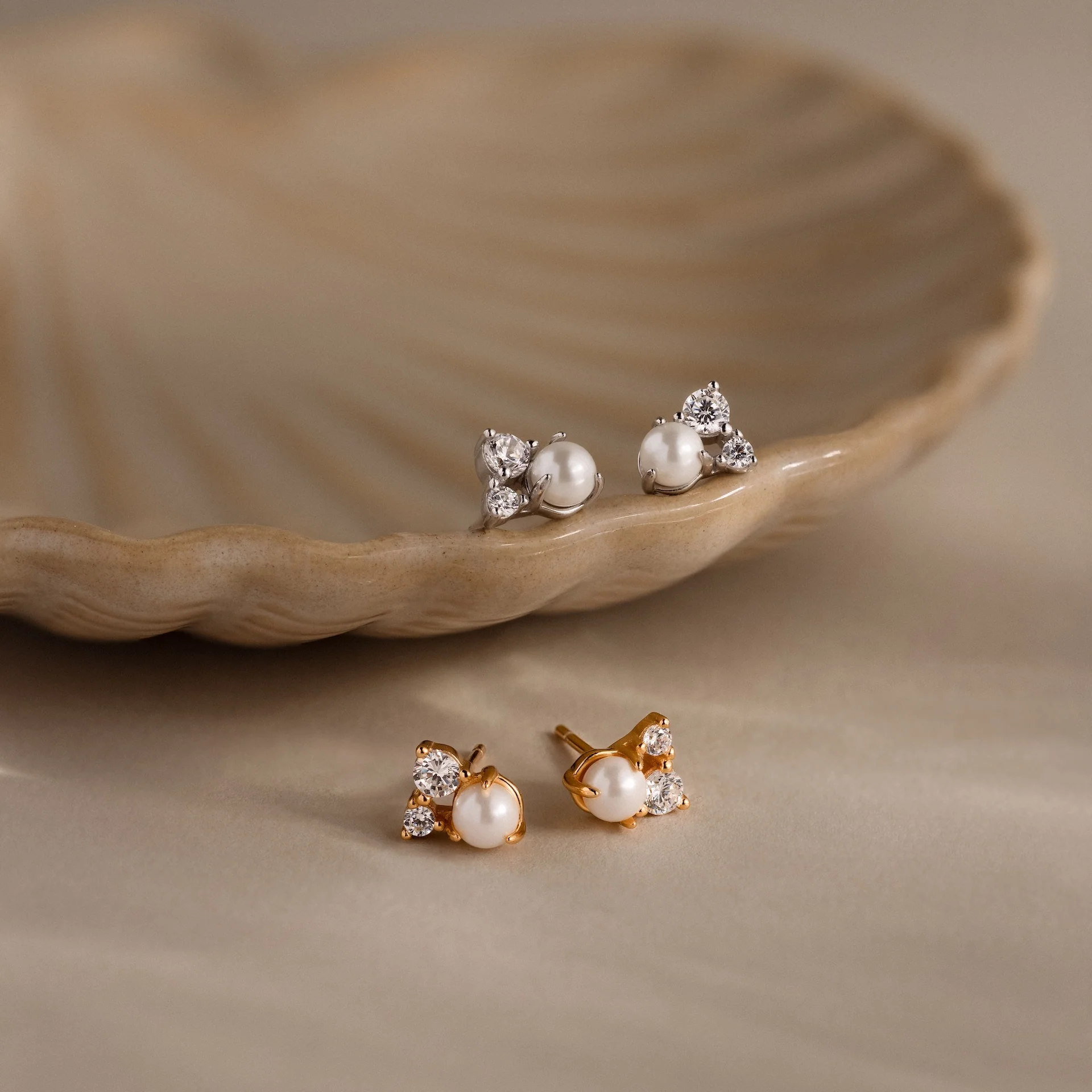 Pearl Diamond Cluster Studs - Image 8