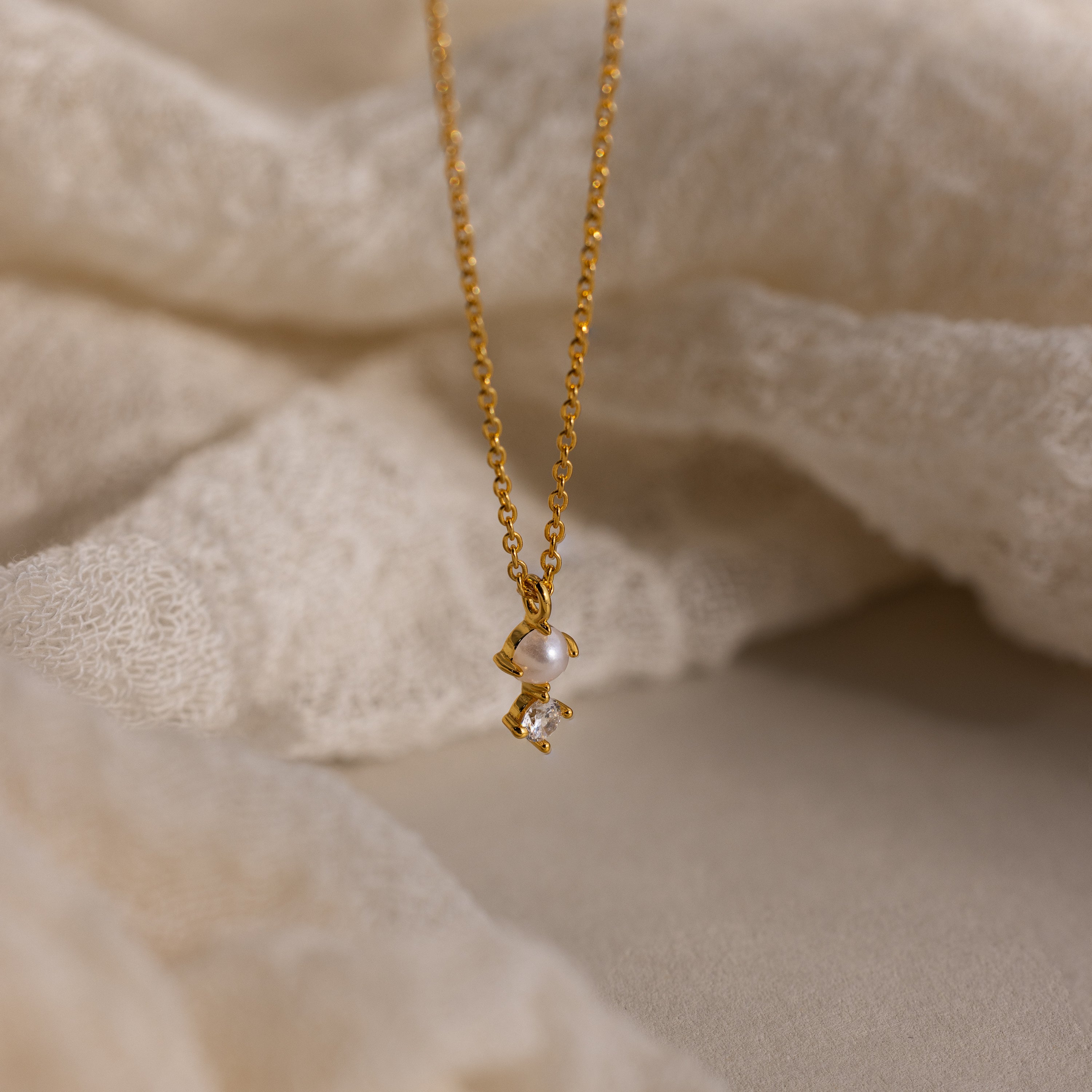 Pearl Diamond Drop Necklace - Image 9