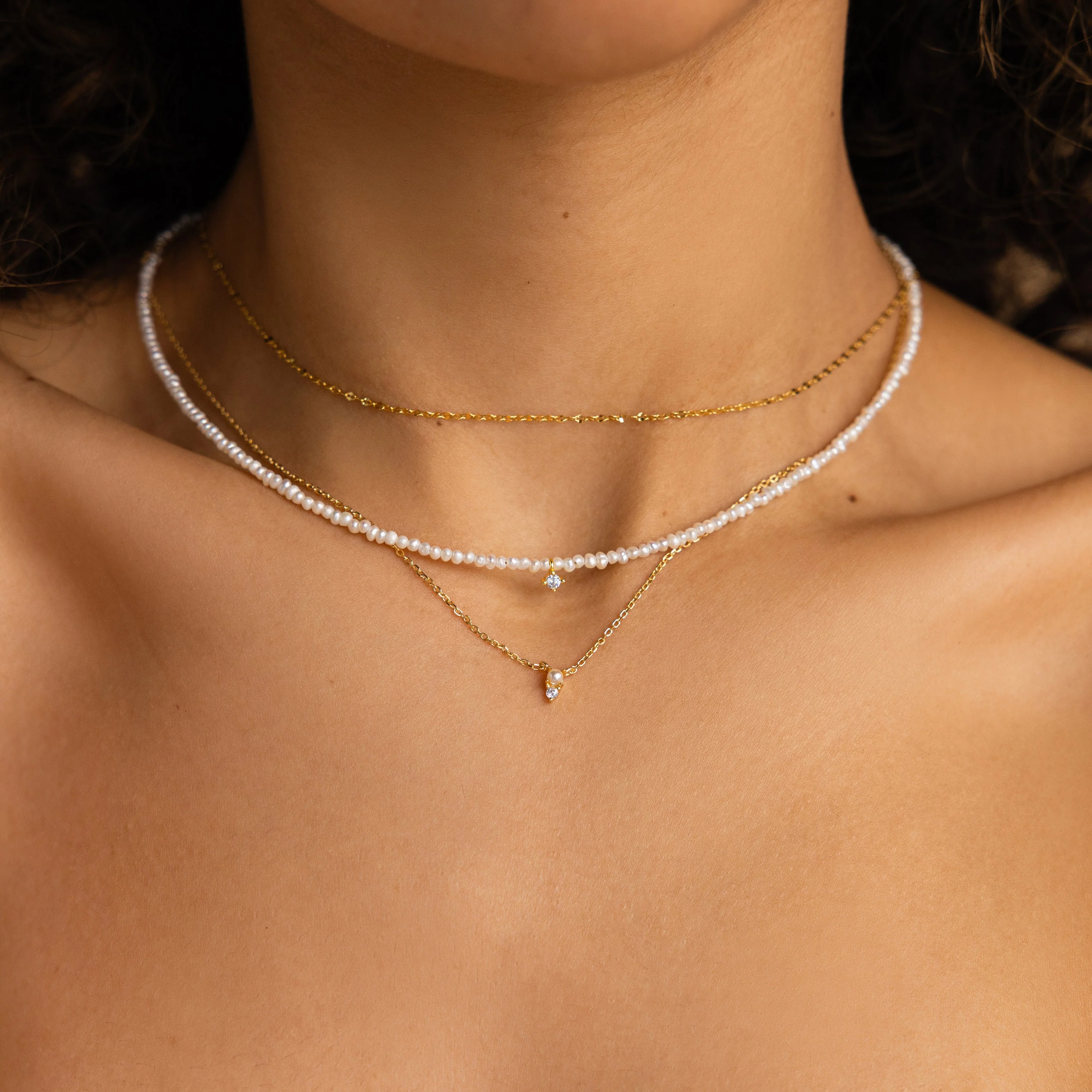 Pearl & Diamond Duo Necklace - Image 8