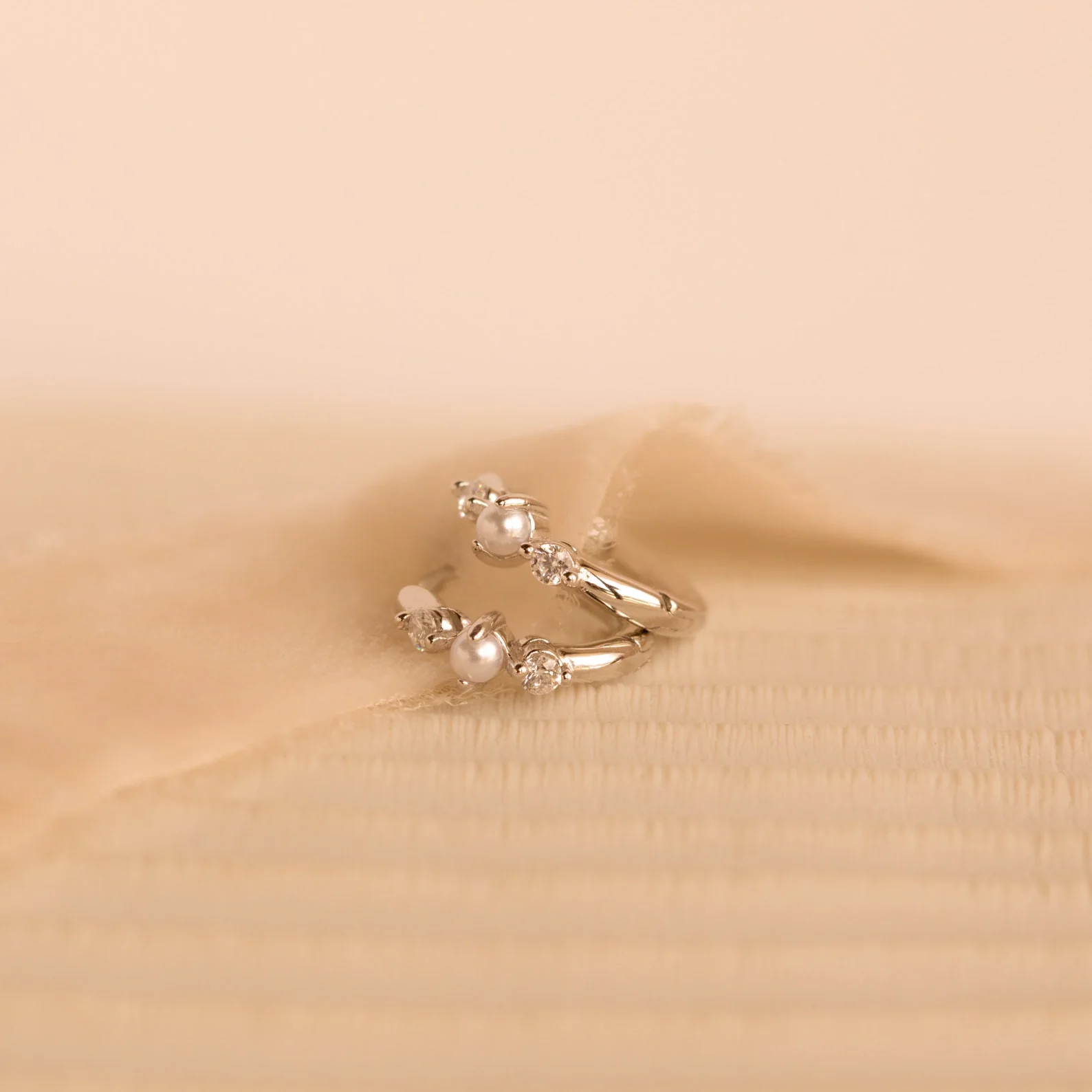 Pearl Diamond Huggies - Image 5