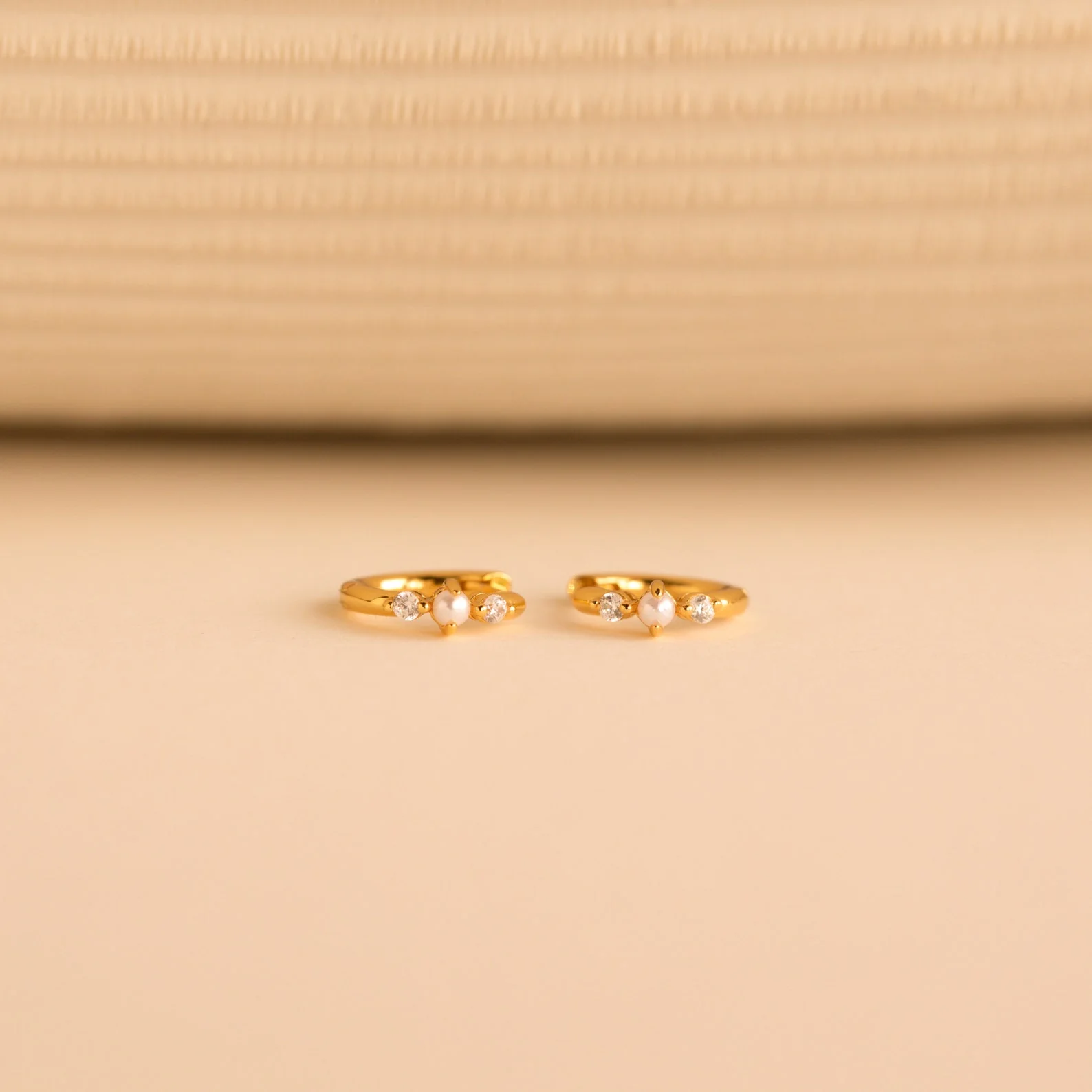 Pearl Diamond Huggies in 18K Gold - Image 4