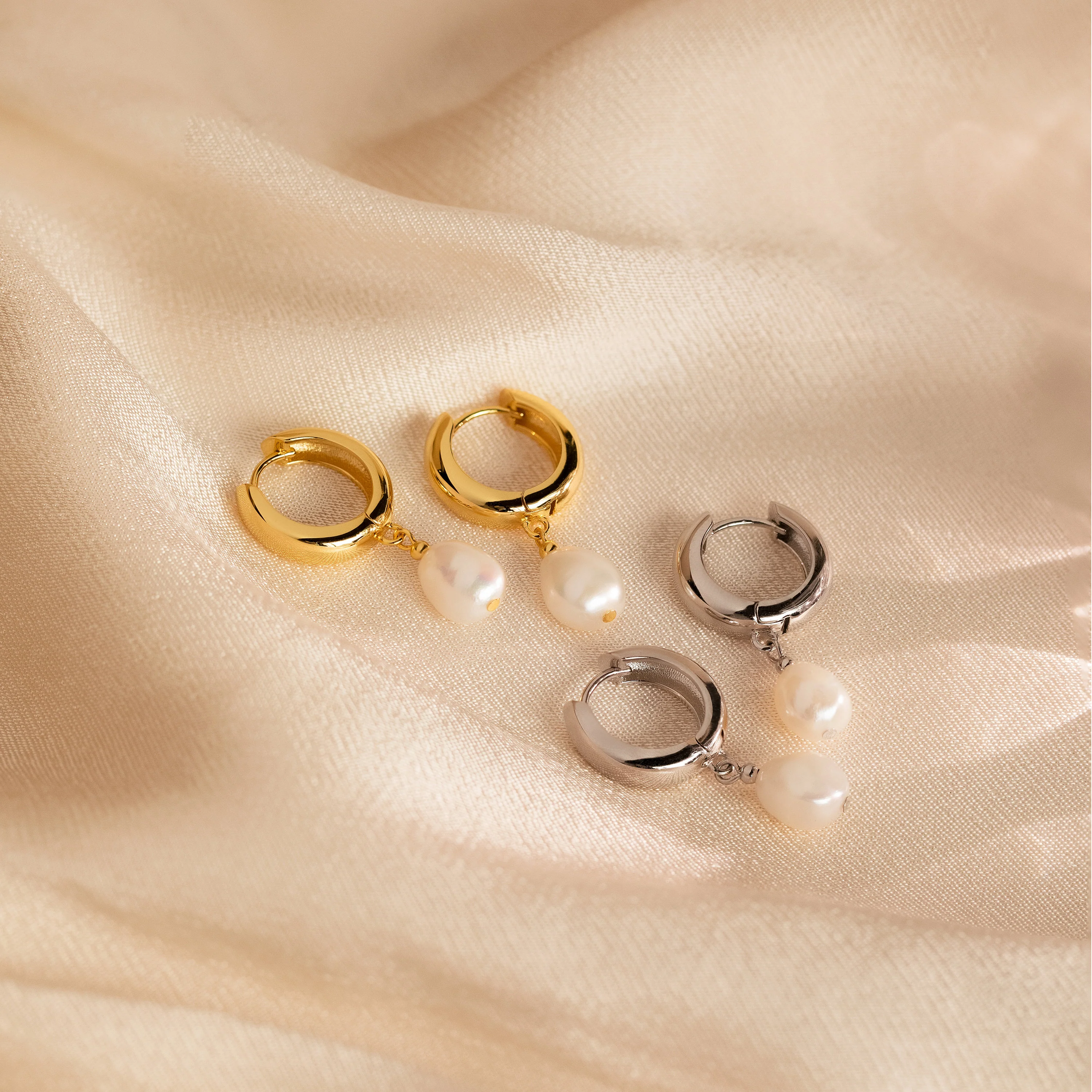 Pearl Drop Hoops - Image 3
