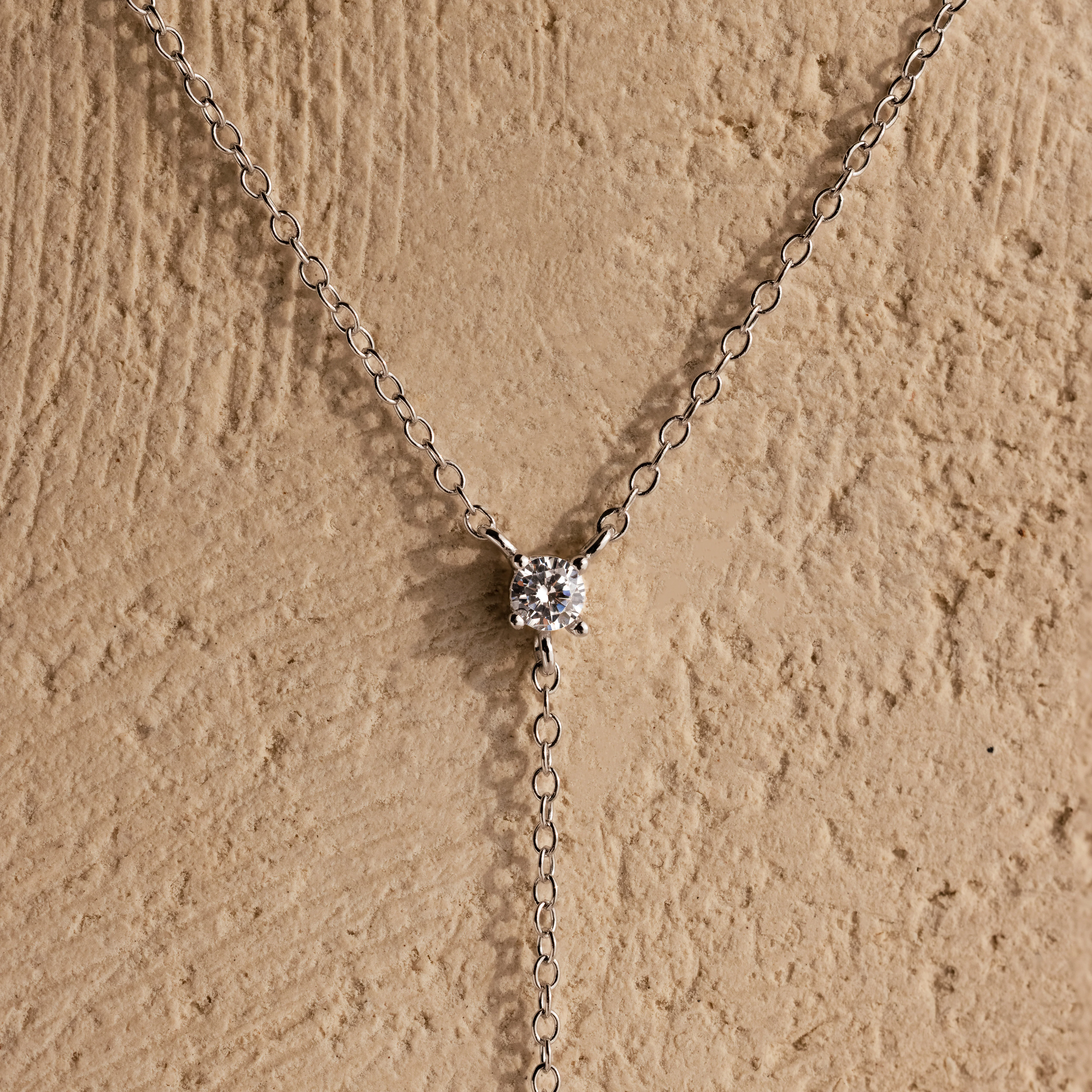 Pearl Drop Lariat Necklace in Silver - Image 5