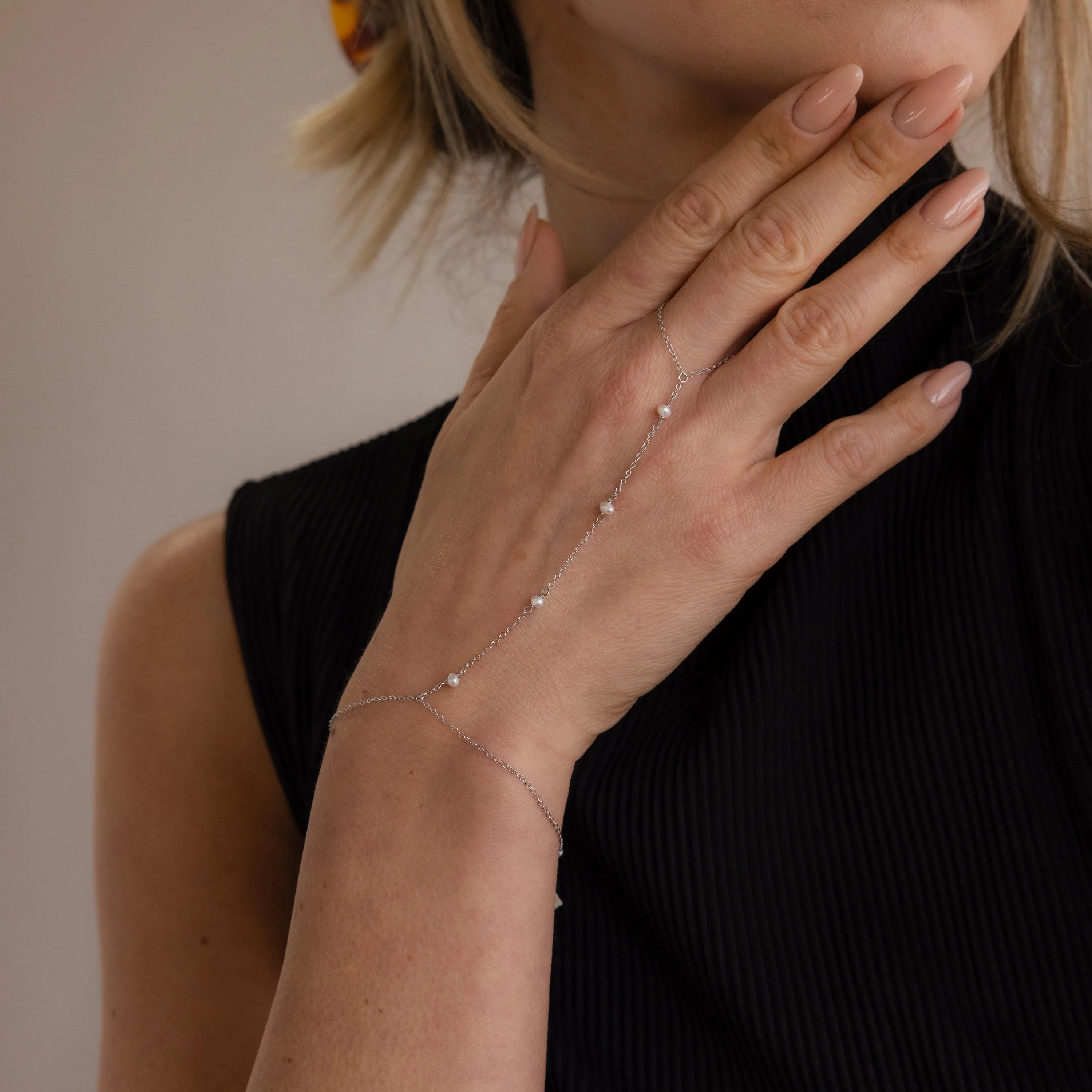 Pearl Hand Chain Bracelet - Image 4