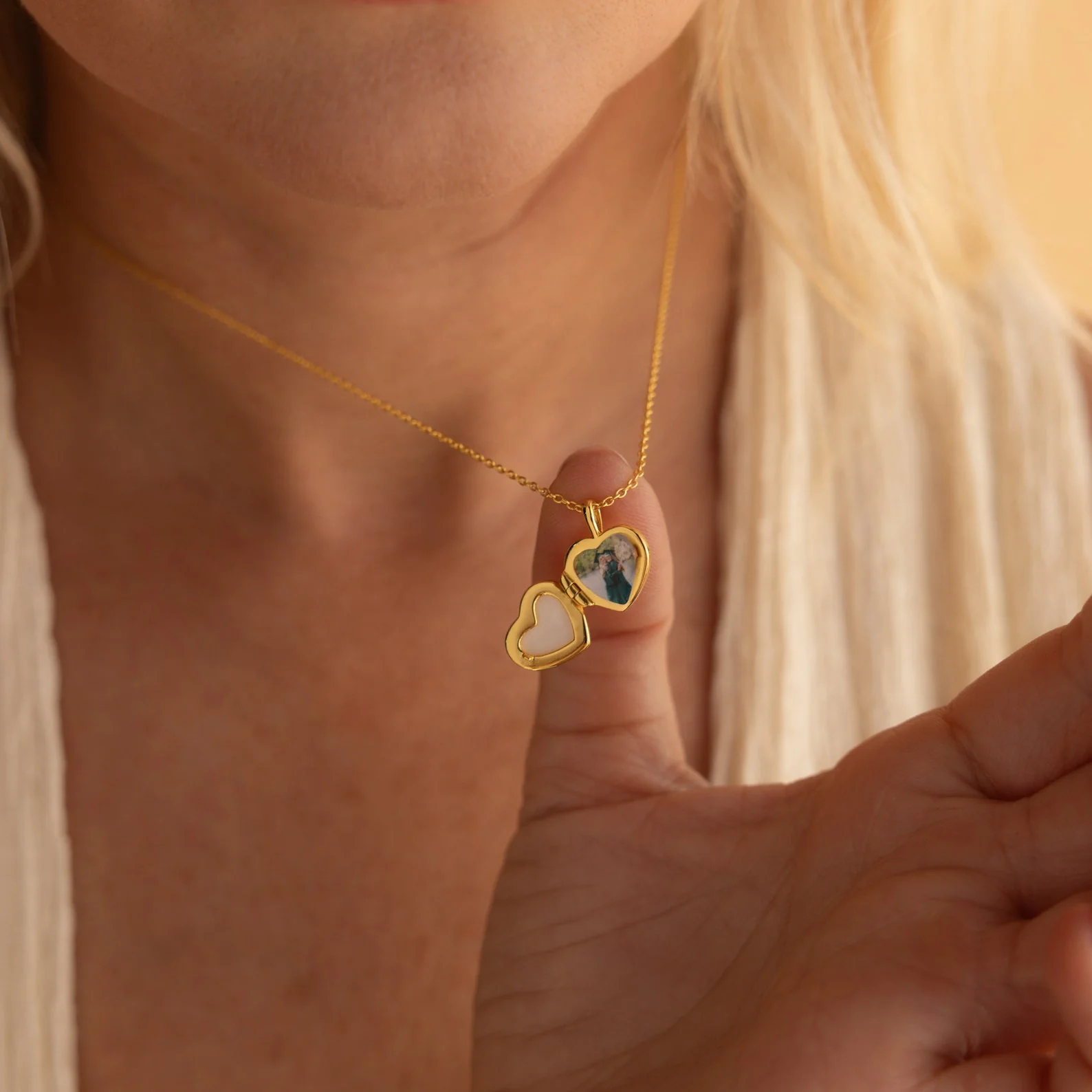 Pearl Heart Locket Necklace - Image 6