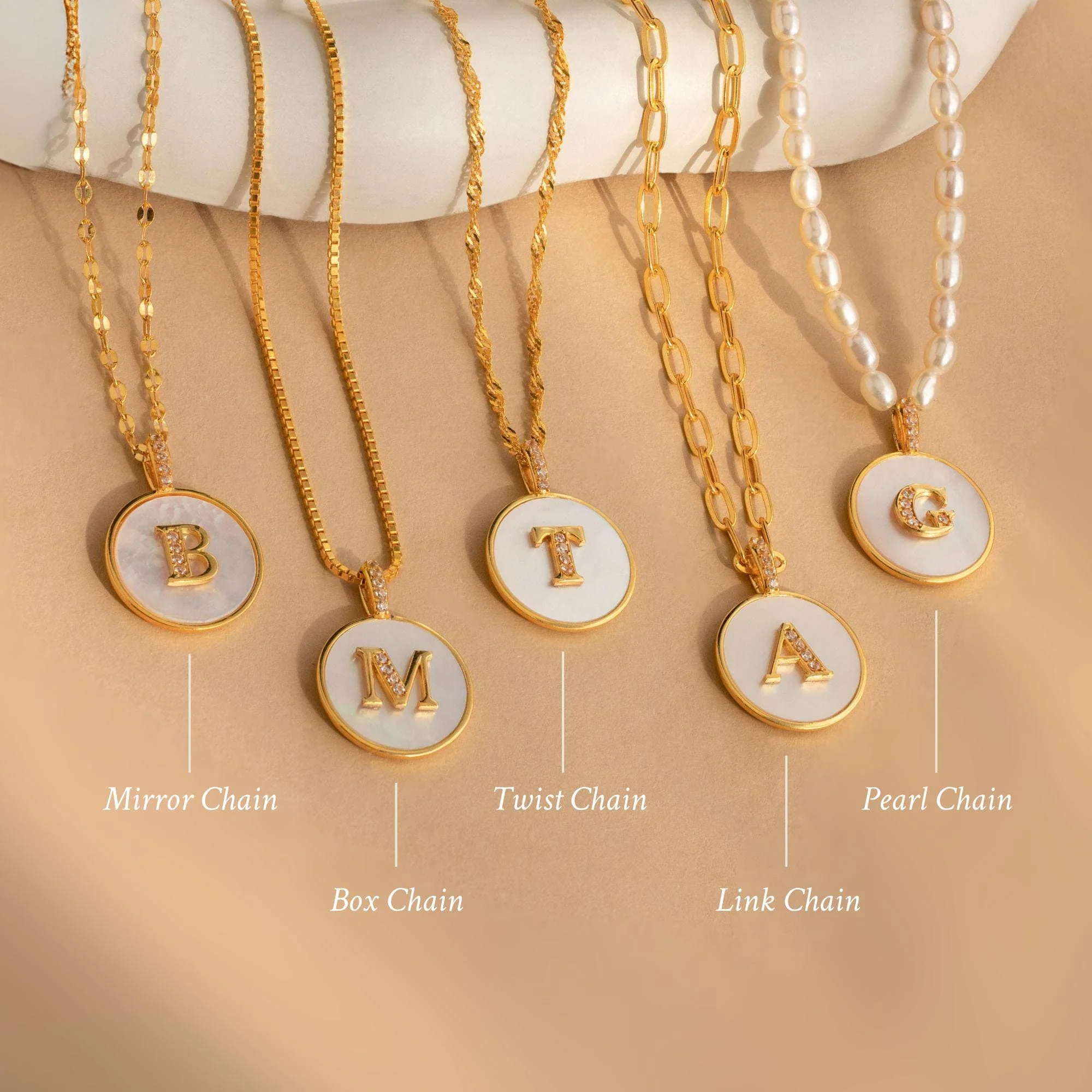 Pearl Initial Disc Necklace - Image 3