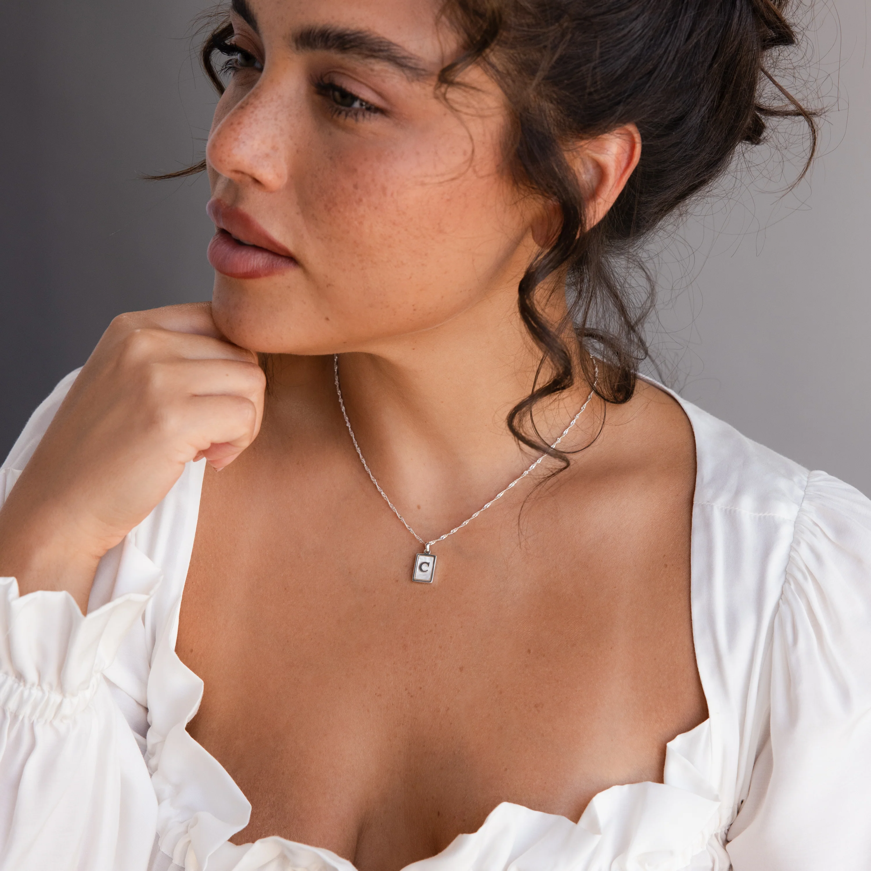 Pearl Initial Tag Necklace - Image 7